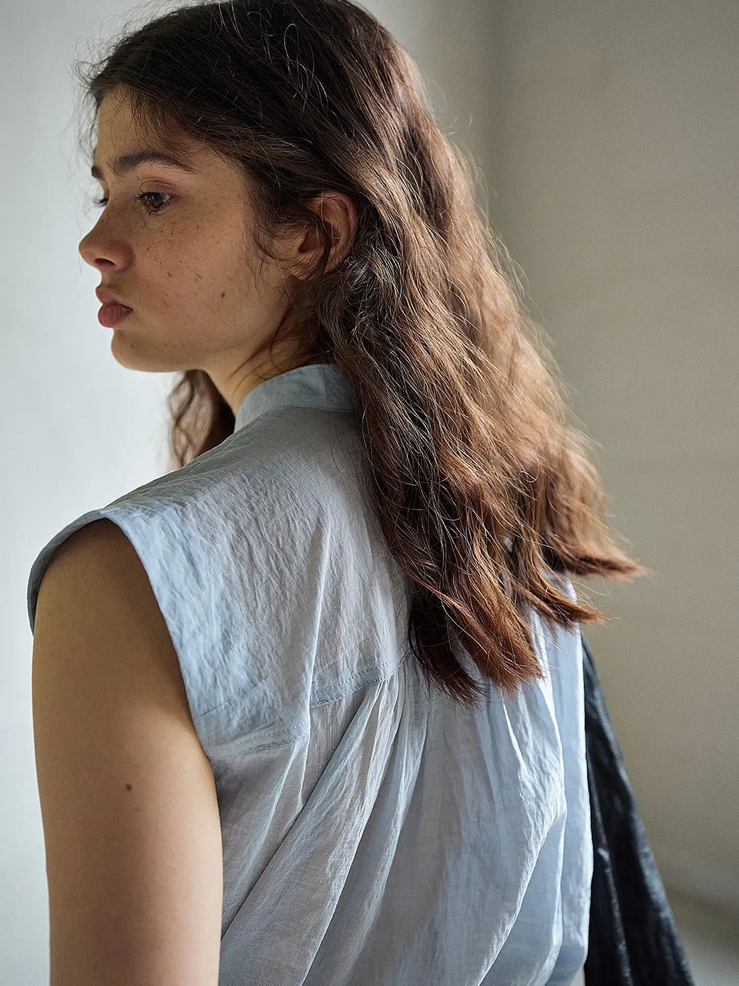 CantonCollective Design Sheer Sleeveless Button Down Shirt | Canton Collective