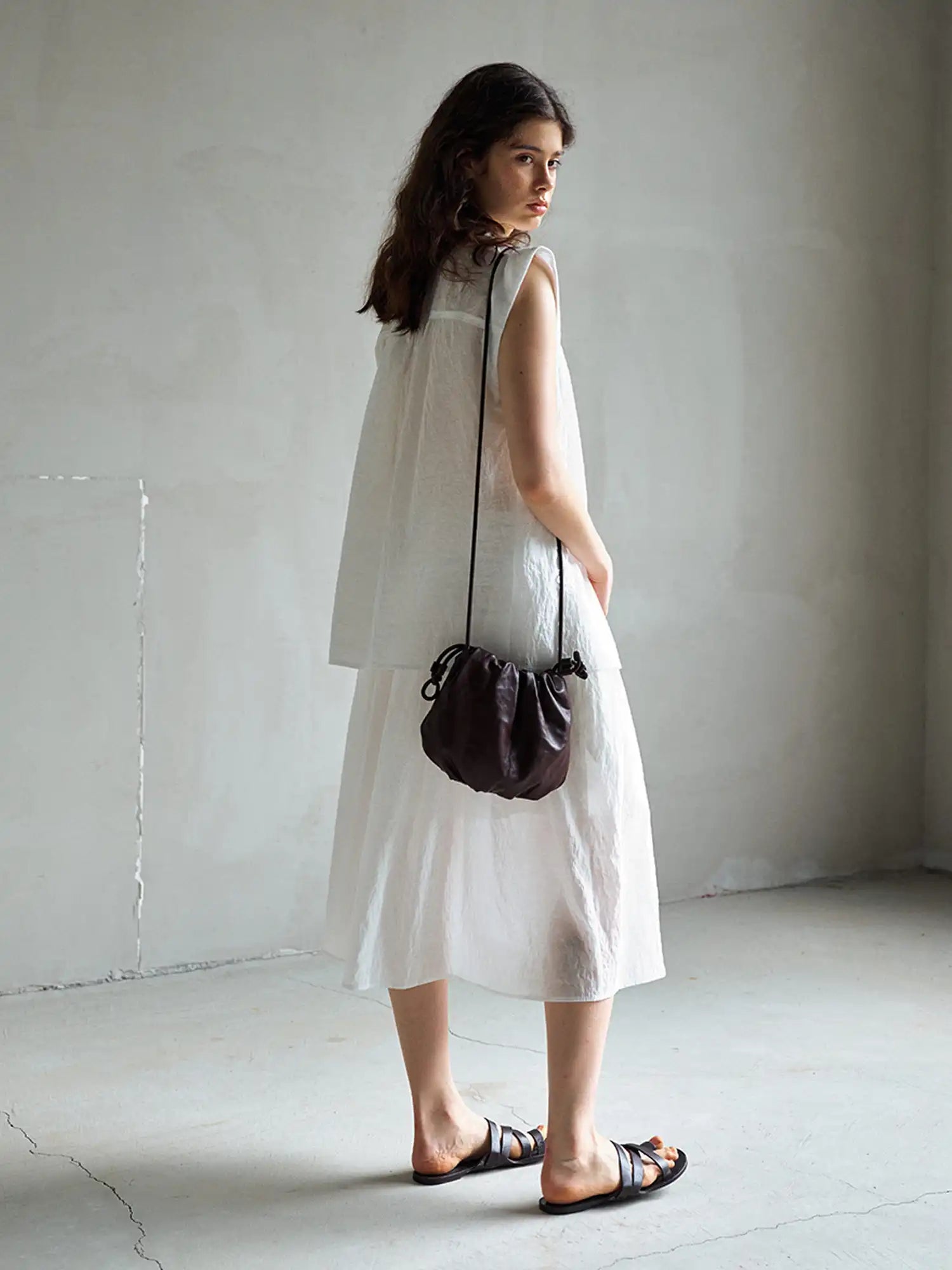 CantonCollective Design Sheer Tencel Gathered Midi Skirt | Canton Collective
