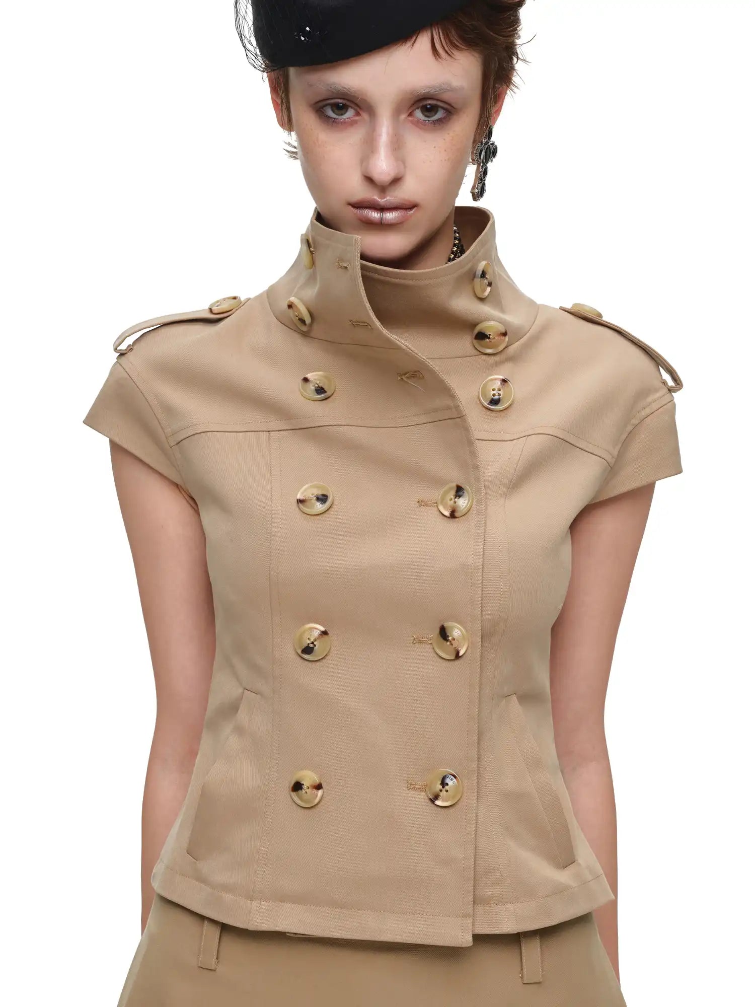 1Jinn Studio Short Sleeve Cropped Trench Jacket | Canton Collective