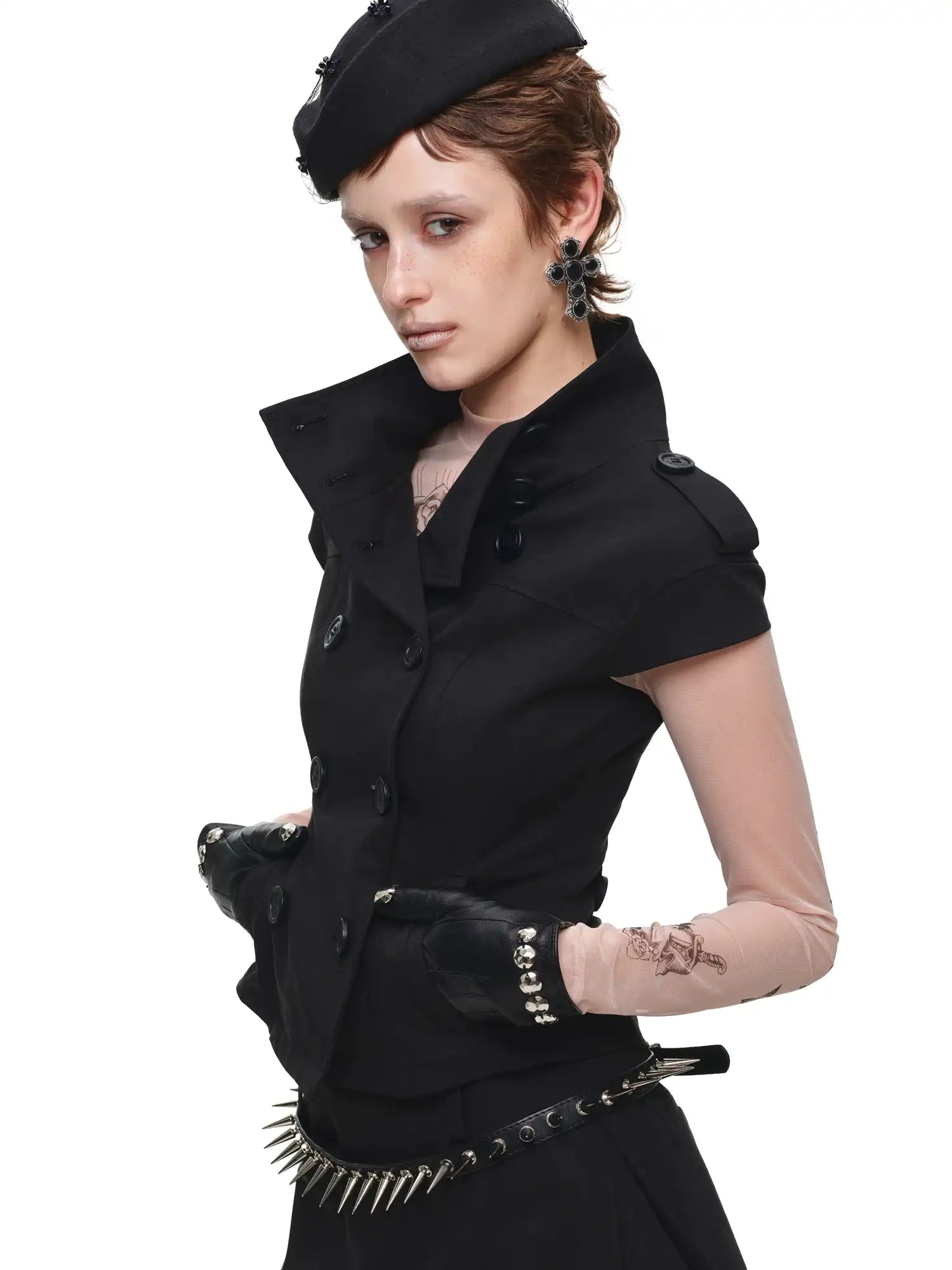 1Jinn Studio Short Sleeve Cropped Trench Jacket | Canton Collective