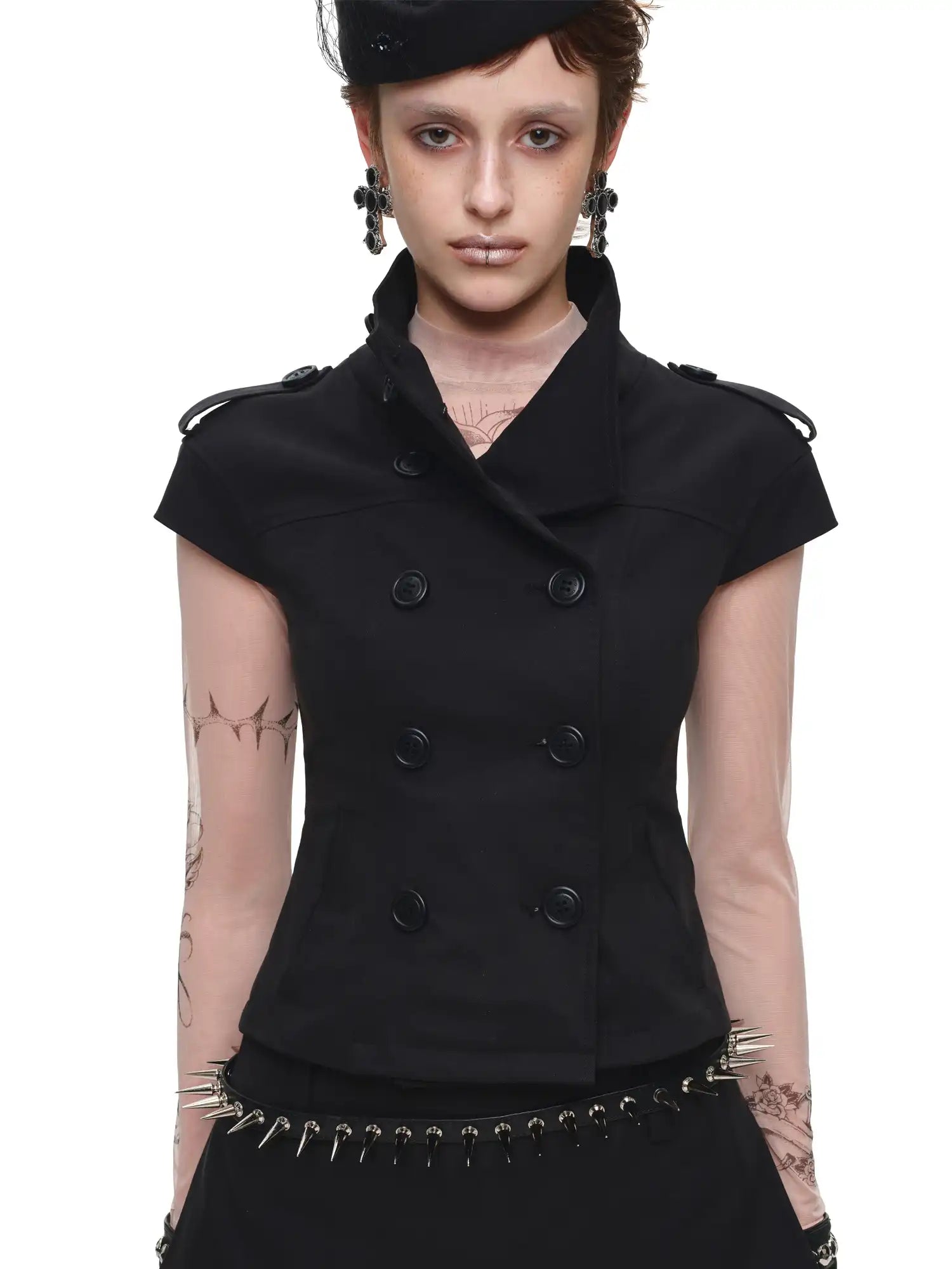 1Jinn Studio Short Sleeve Cropped Trench Jacket | Canton Collective