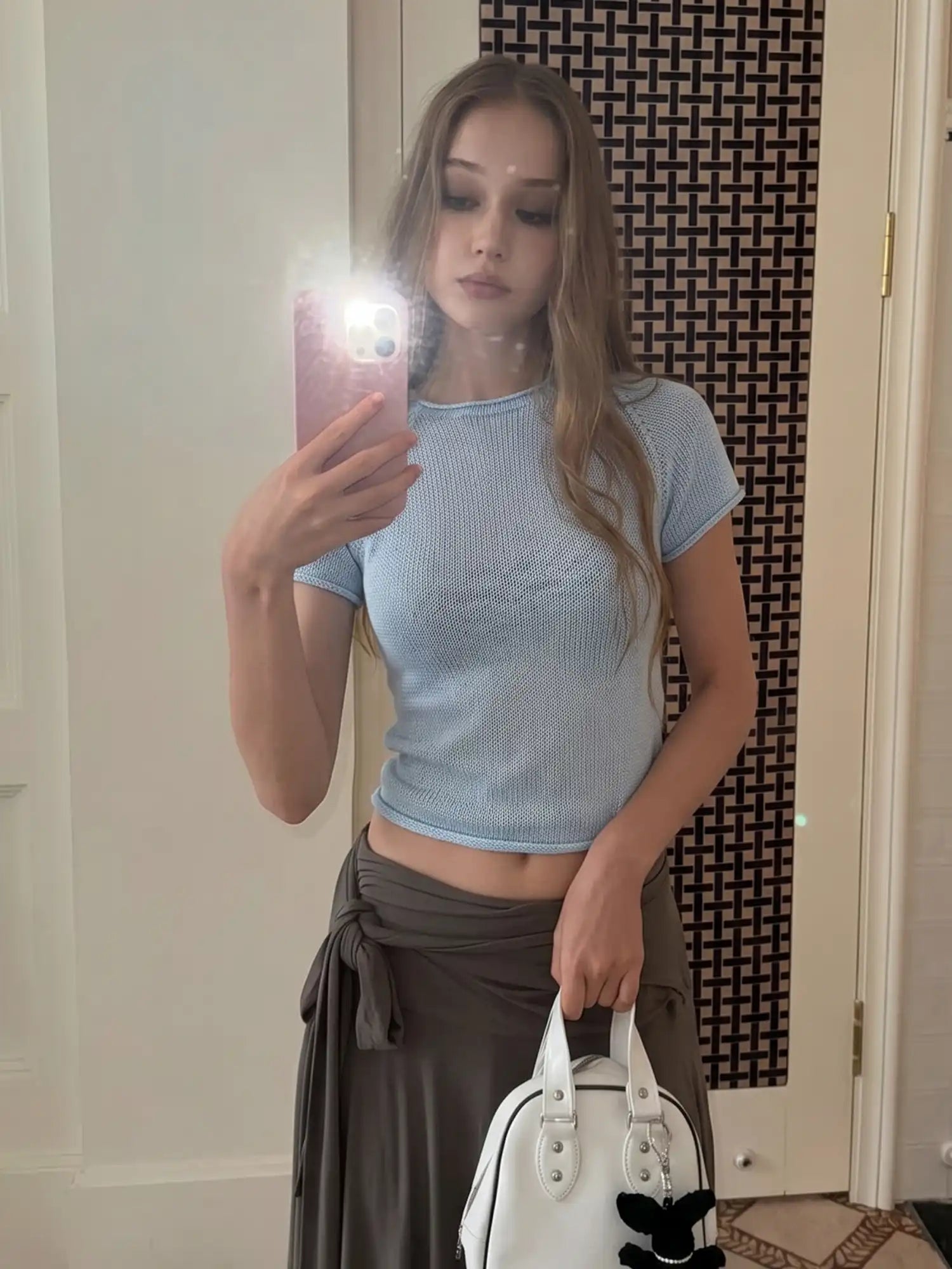 CantonCollective Design Short Sleeve Sheer Knit Top with Rolled-Edge | Canton Collective