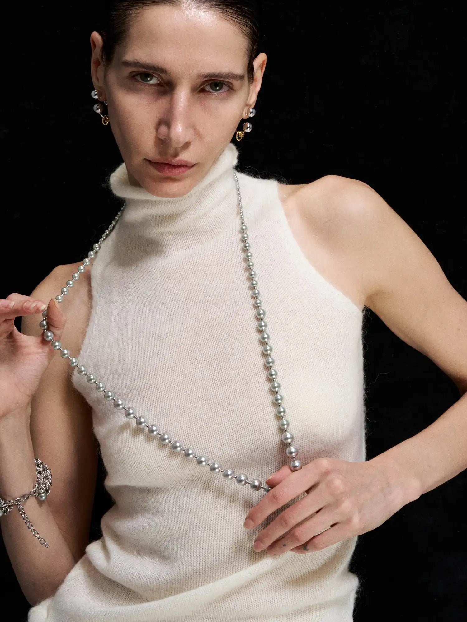 1Jinn M2M Simple Silver Pearl Long Necklace | Canton Collective