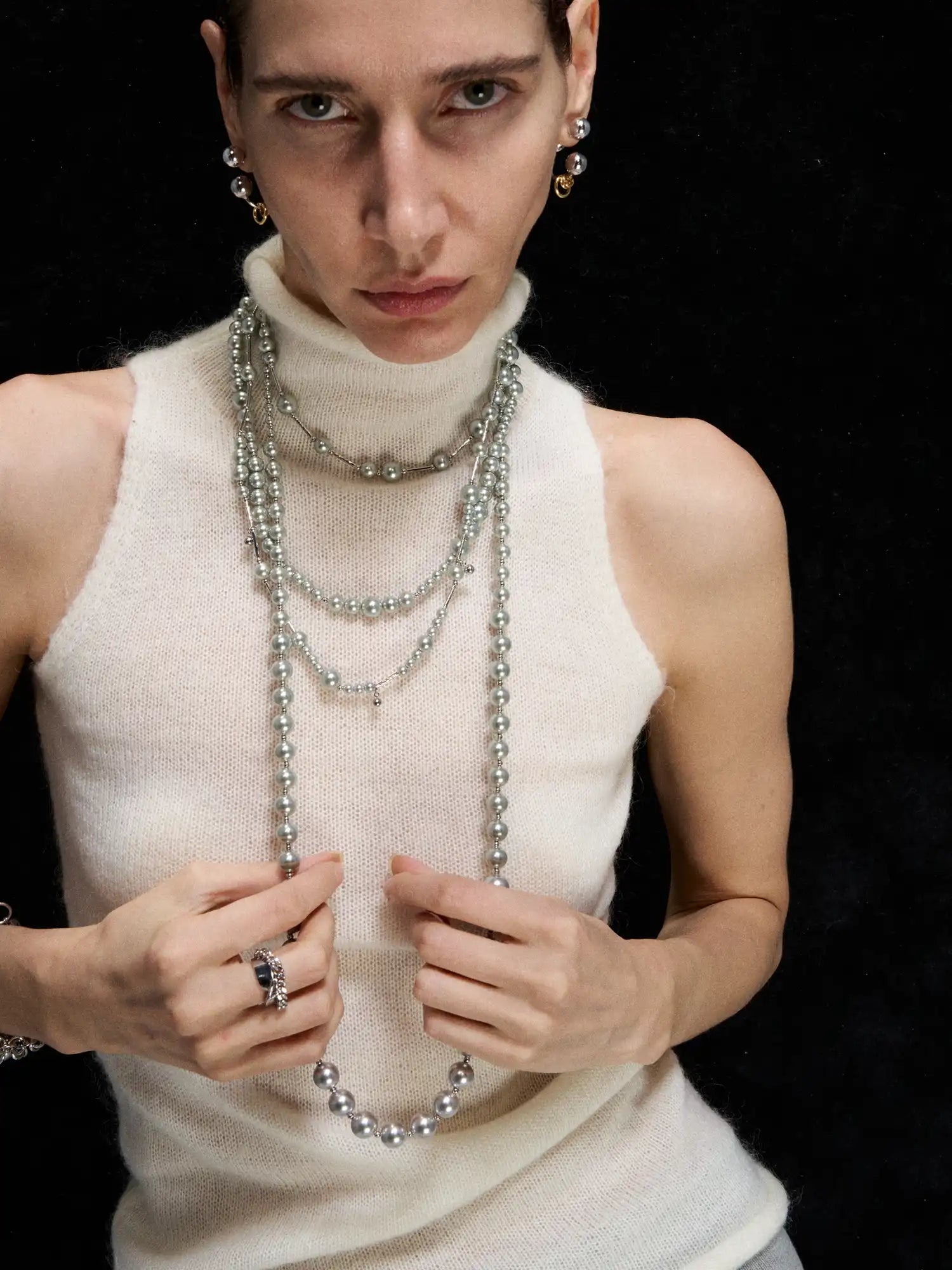 1Jinn M2M Simple Silver Pearl Long Necklace | Canton Collective