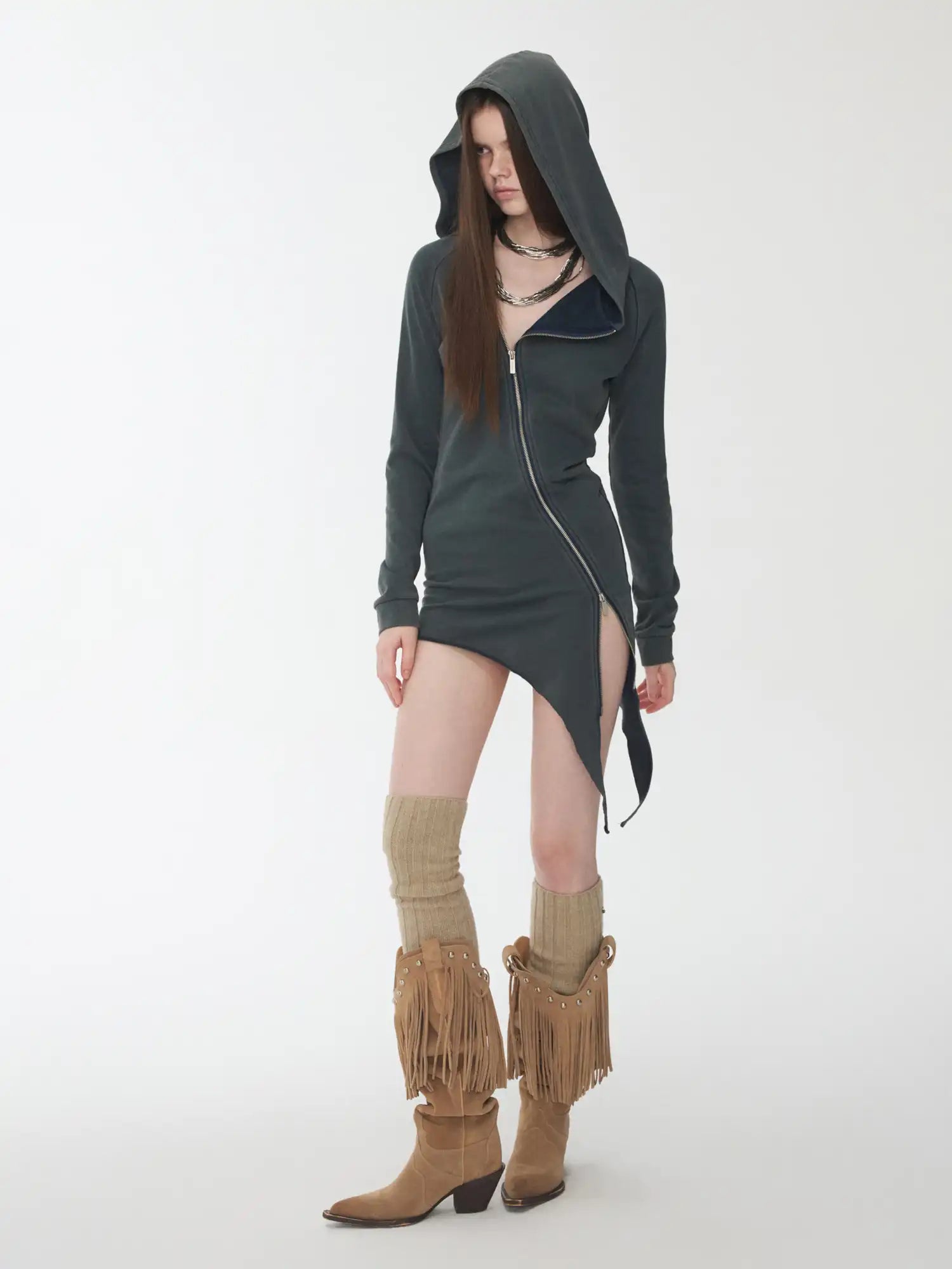 1Jinn Studio Slanted Placket Hoodie Dress | Canton Collective