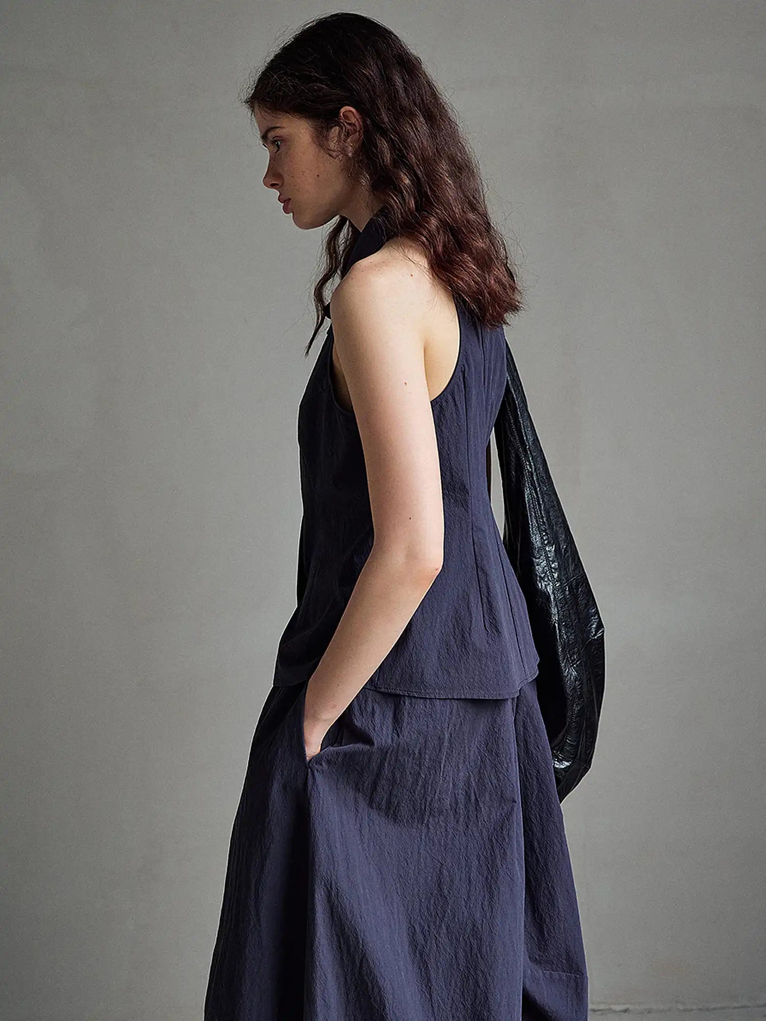 CantonCollective Design Sleeveless Button-Front Textured Cotton Top | Canton Collective