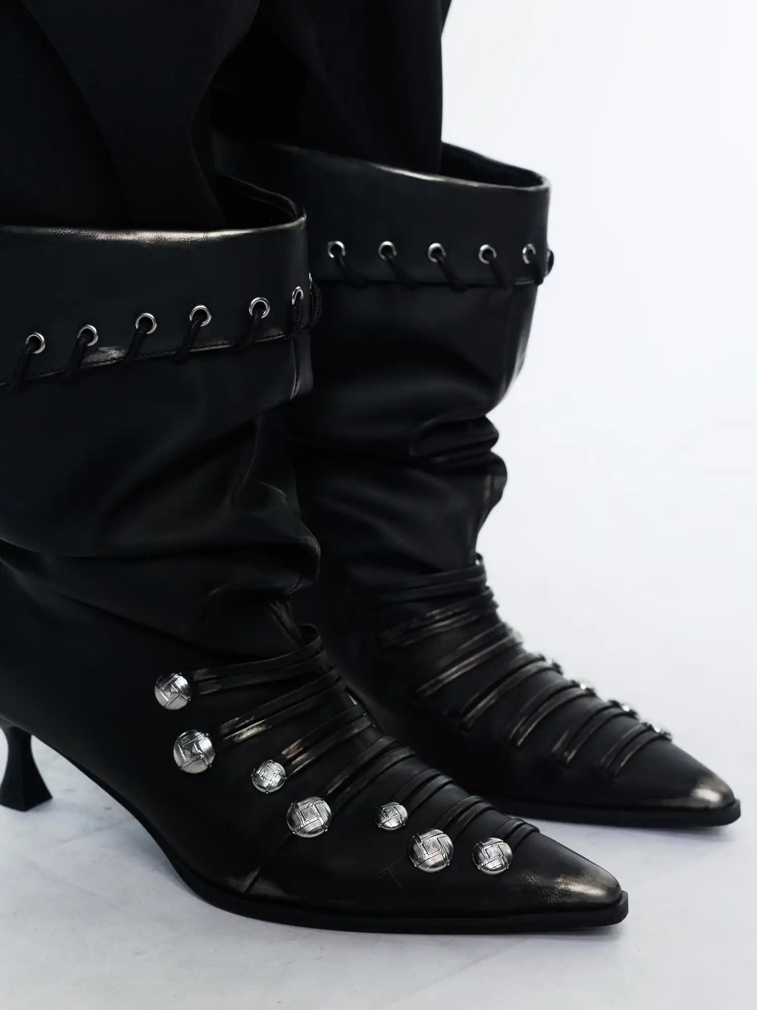 2th Desire Slouch Woven Cord Trim Toe Booties | Canton Collective