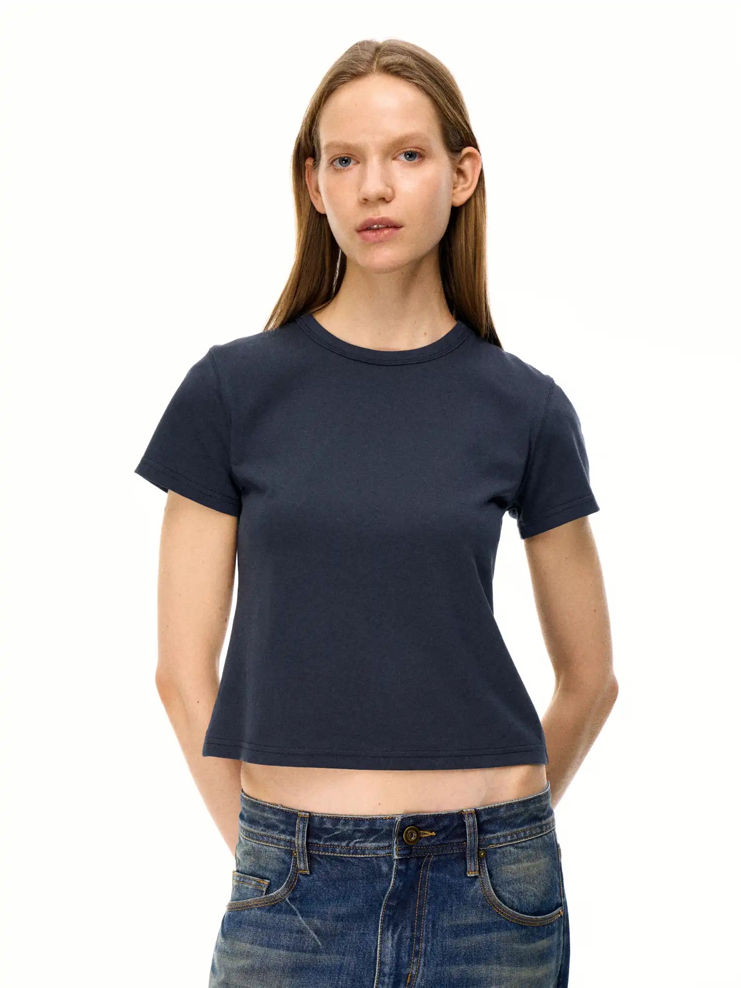 FirstFloor Soft Breathable Linen Blend Basic Boxy Tee in Box Cut | Canton Collective
