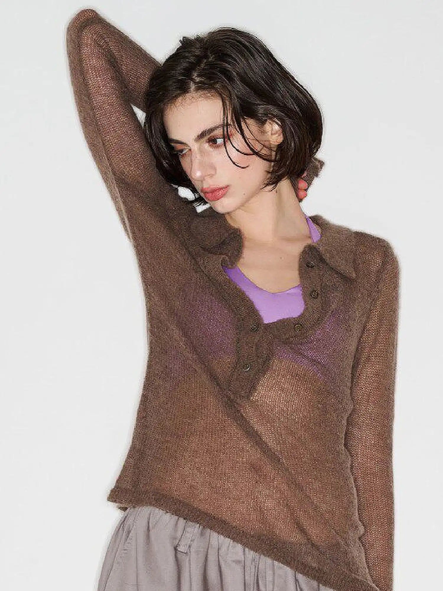 Soft Mohair Sheer Sweater Top