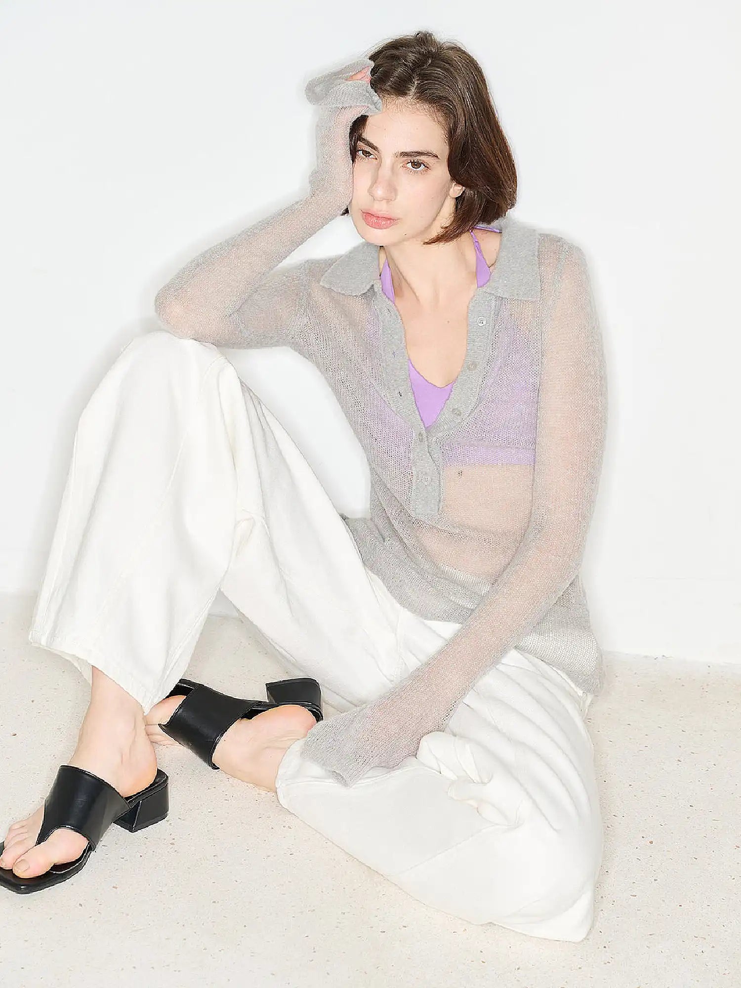 Soft Mohair Sheer Sweater Top