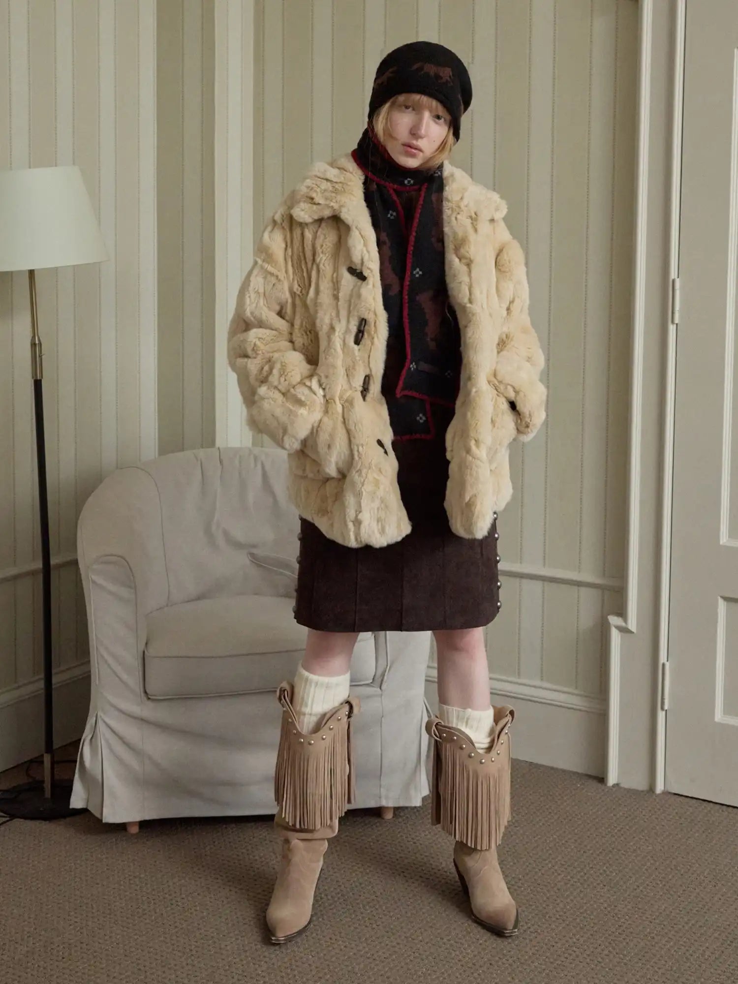 1Jinn Studio Soft Textured Rex Rabbit Fur Coat | Canton Collective