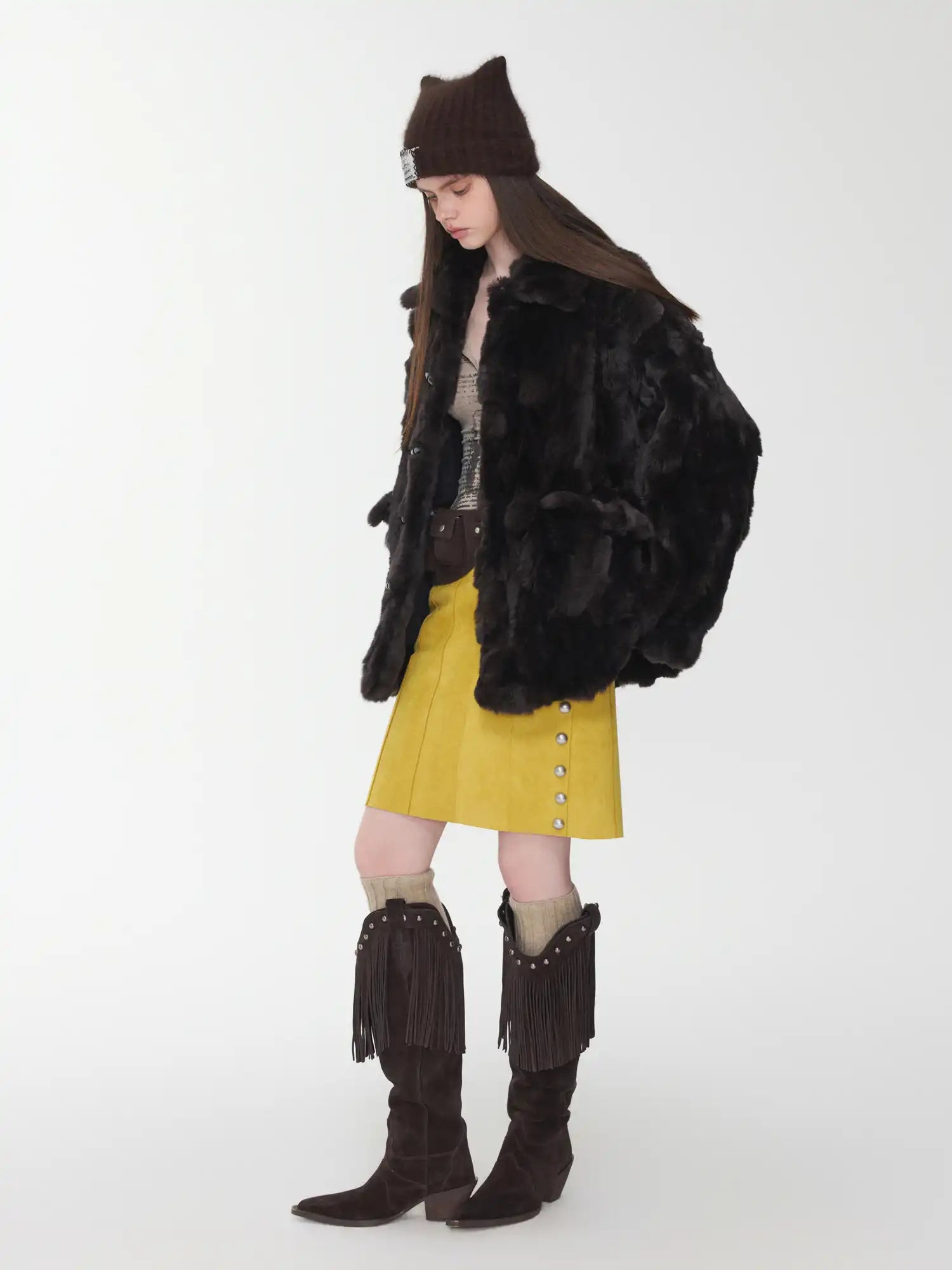 1Jinn Studio Soft Textured Rex Rabbit Fur Coat | Canton Collective