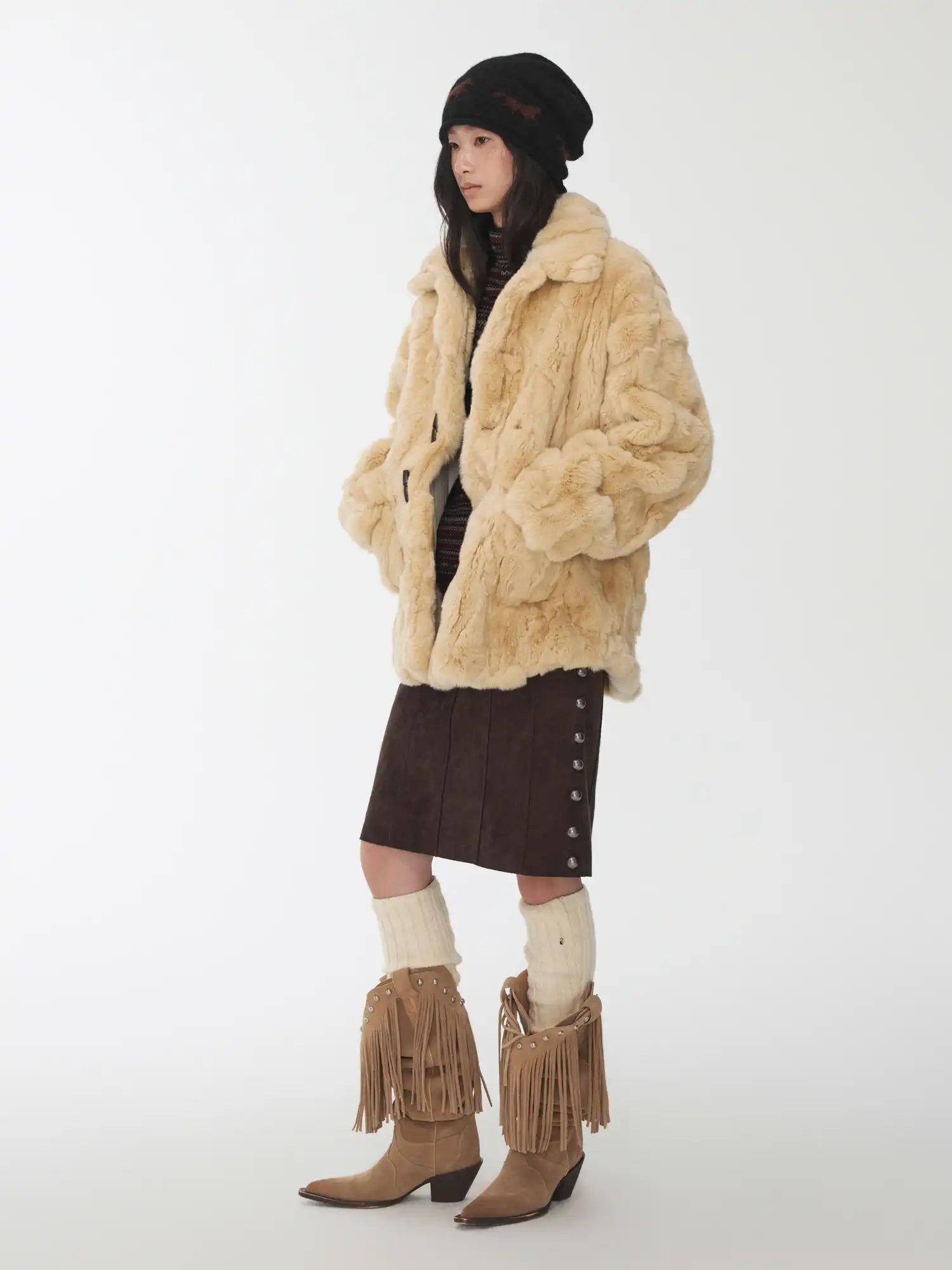 1Jinn Studio Soft Textured Rex Rabbit Fur Coat | Canton Collective