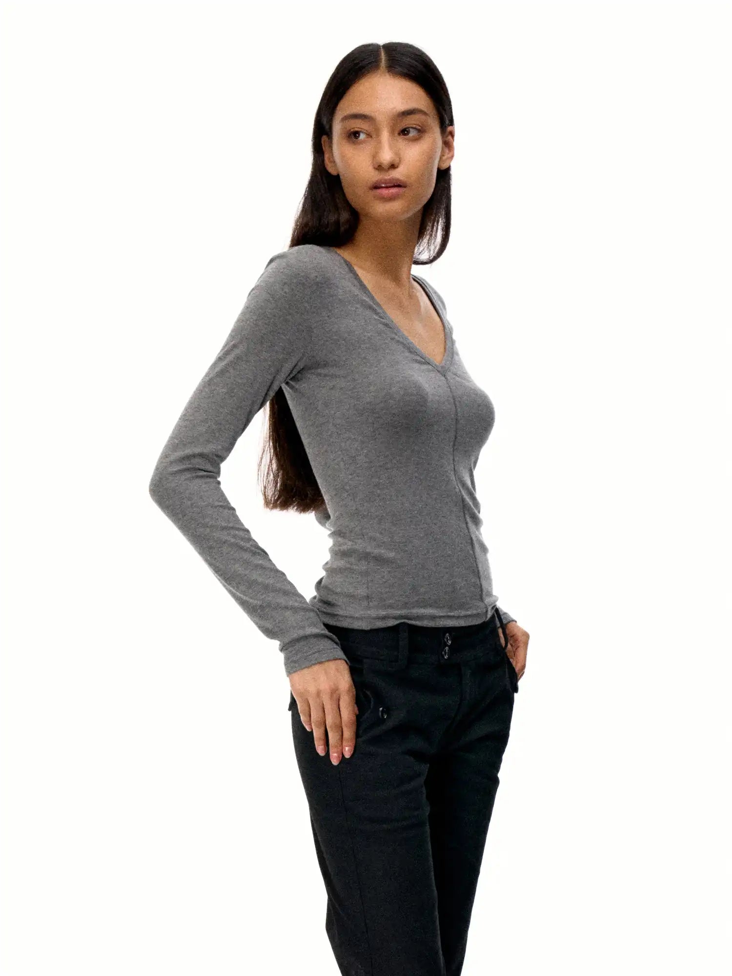 FirstFloor Soft Touch Slim Fit V-Neck Top | Canton Collective