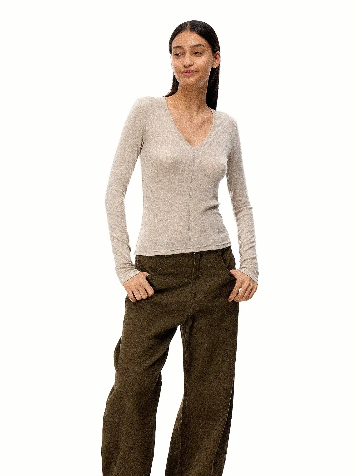 FirstFloor Soft Touch Slim Fit V-Neck Top | Canton Collective