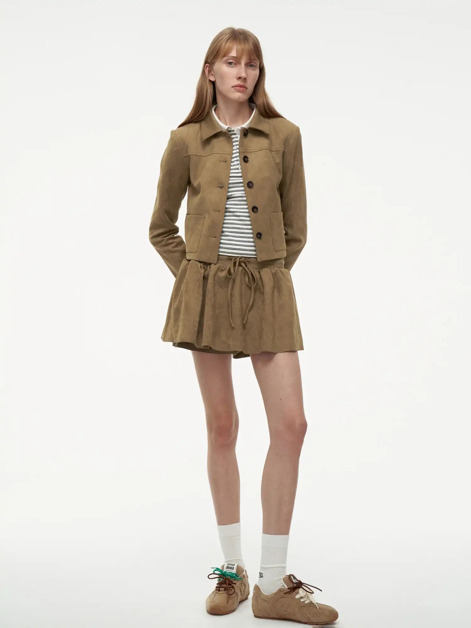 FIRST FLOOR Sophisticated Suede Cropped Jacket | Canton Collective