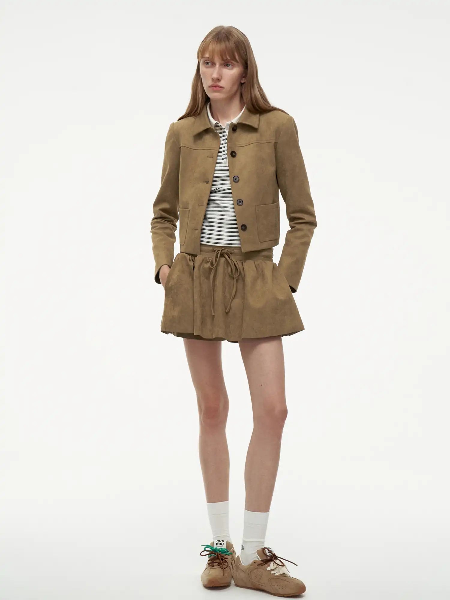 FIRST FLOOR Sophisticated Suede Cropped Jacket | Canton Collective