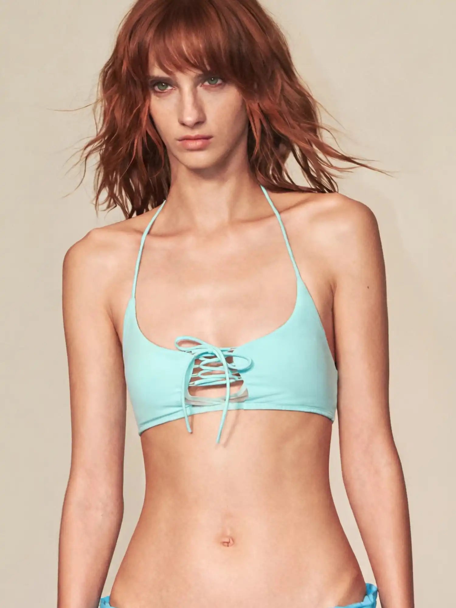 Ayo Spaghetti Strap Pointelle Tie-Front Bralette | Canton Collective