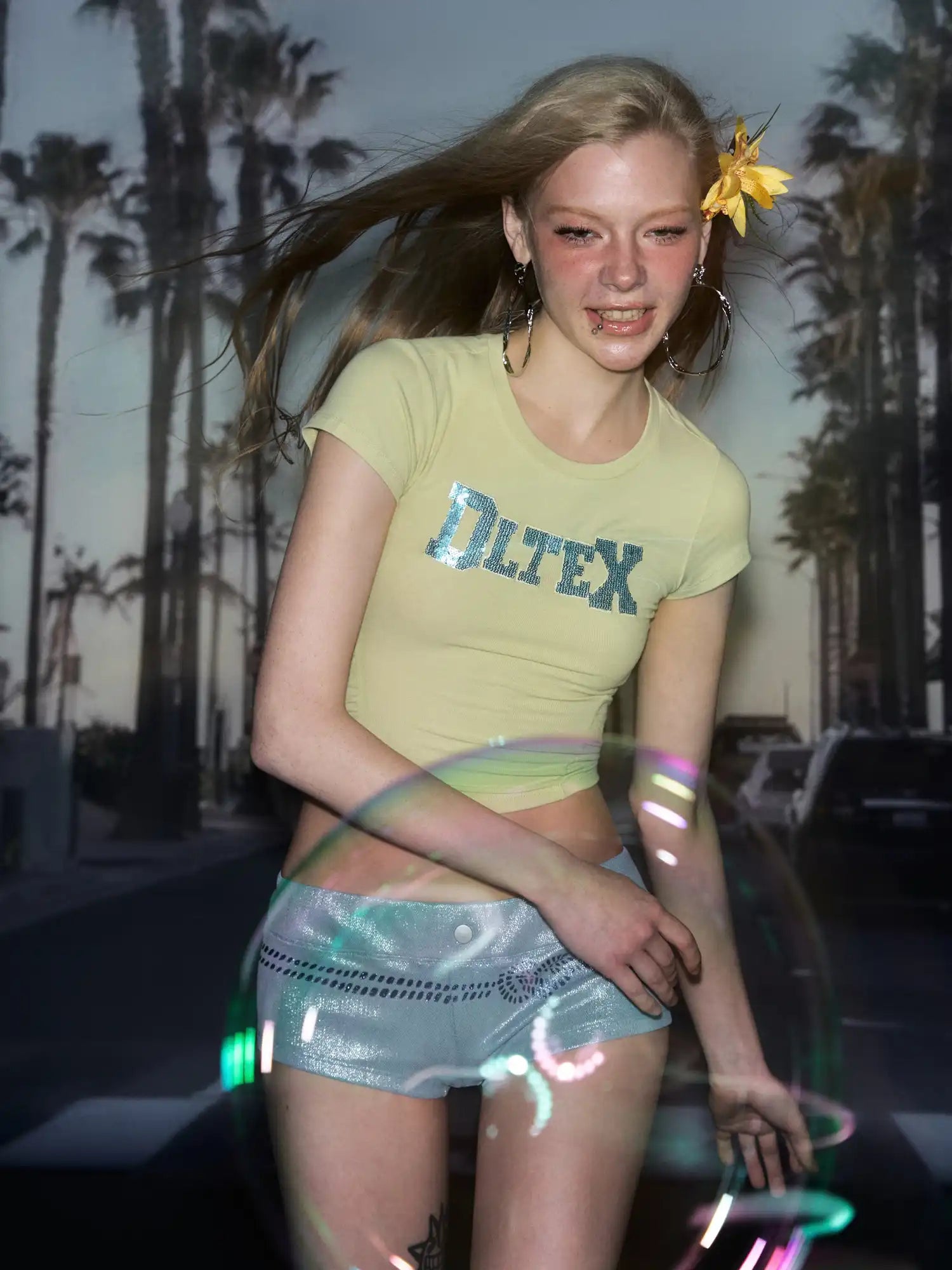 Deleteex Sparkly Sequin Baby Tee Y2K | Canton Collective