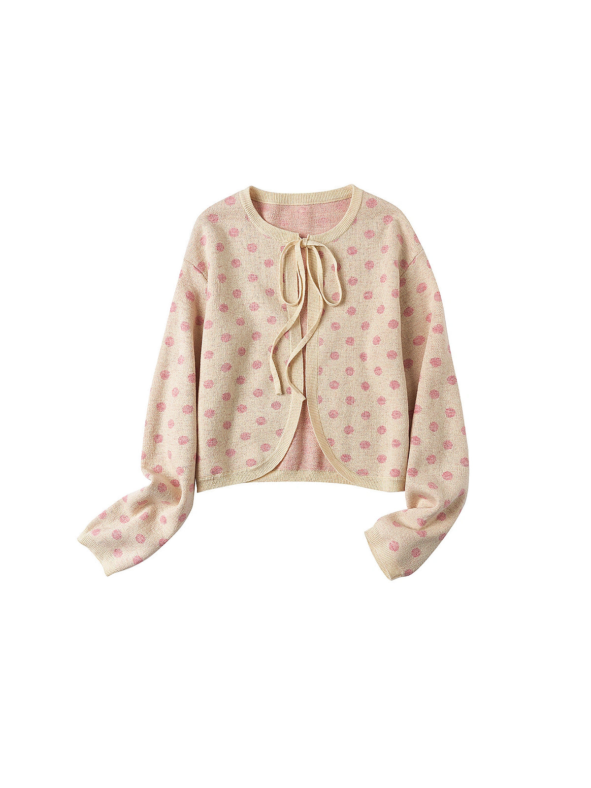 Outtheblue Split Front Polka Dot Knit Tie Up Cardigan | Canton Collective