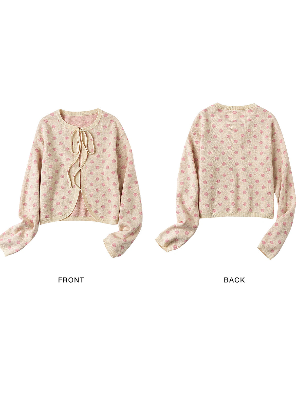 Outtheblue Split Front Polka Dot Knit Tie Up Cardigan | Canton Collective