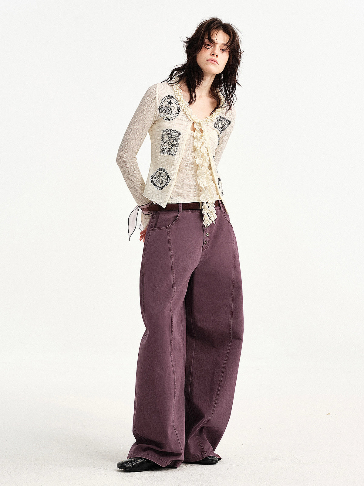 Outtheblue Split Front Ruffle Tie Up Cardigan | Canton Collective