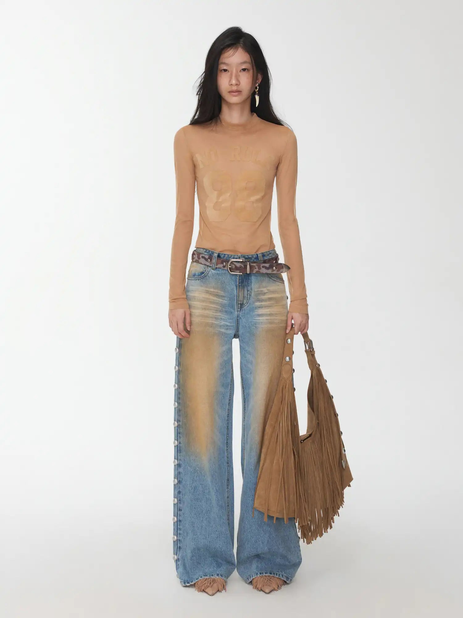 1Jinn Studio Sport-Print Mesh Turtleneck Top | Canton Collective