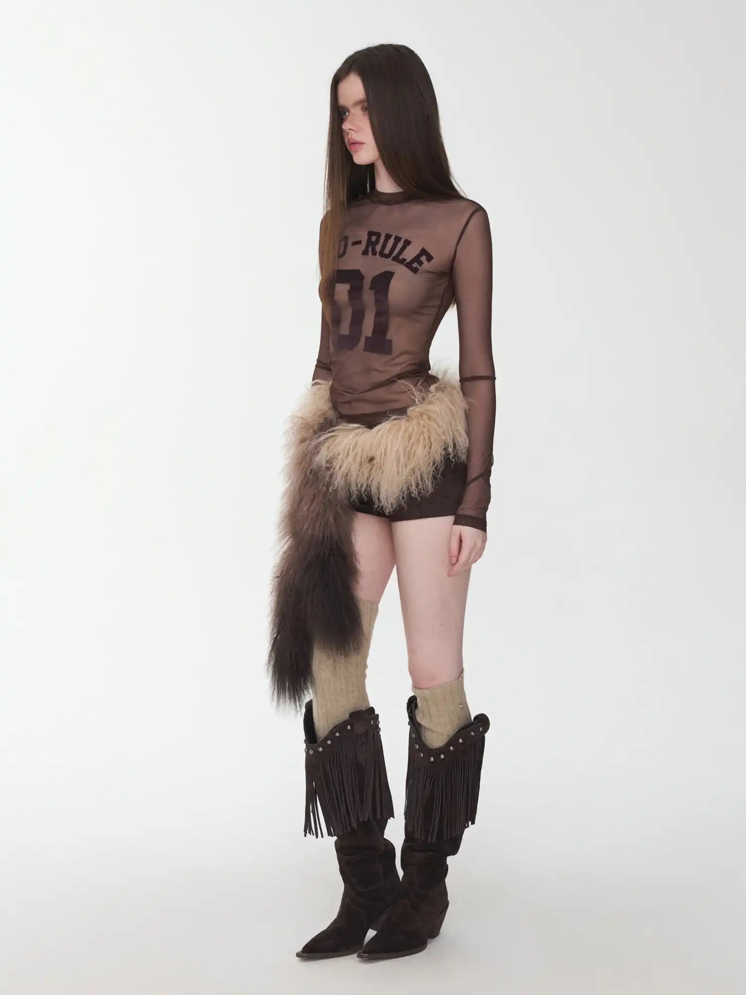 1Jinn Studio Sport-Print Mesh Turtleneck Top | Canton Collective