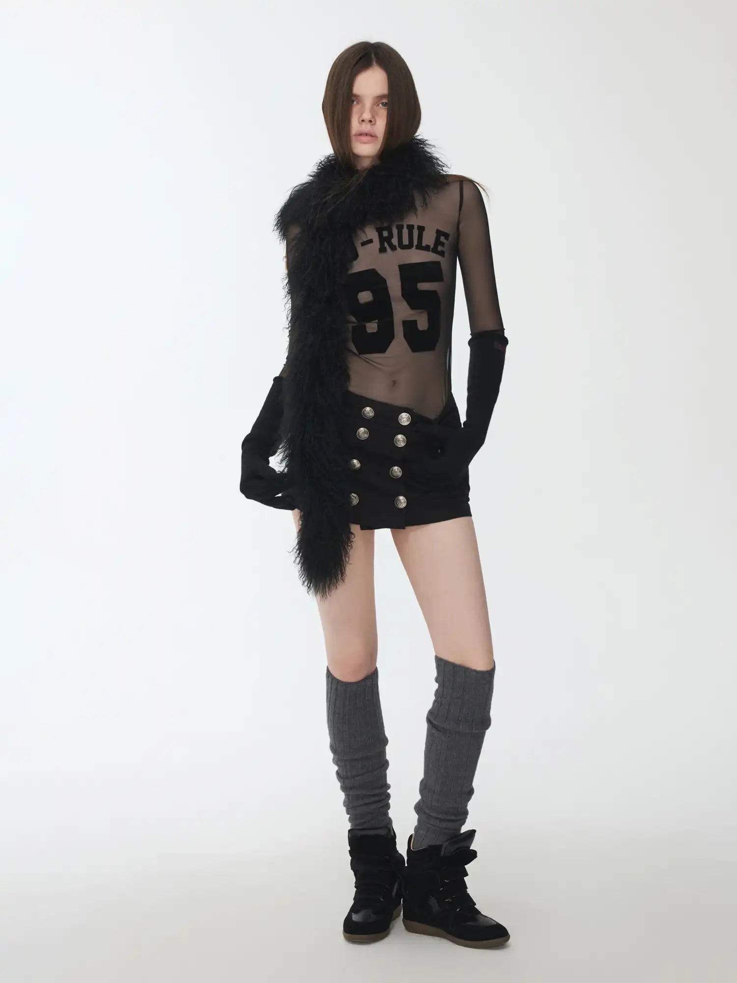 1Jinn Studio Sport-Print Mesh Turtleneck Top | Canton Collective