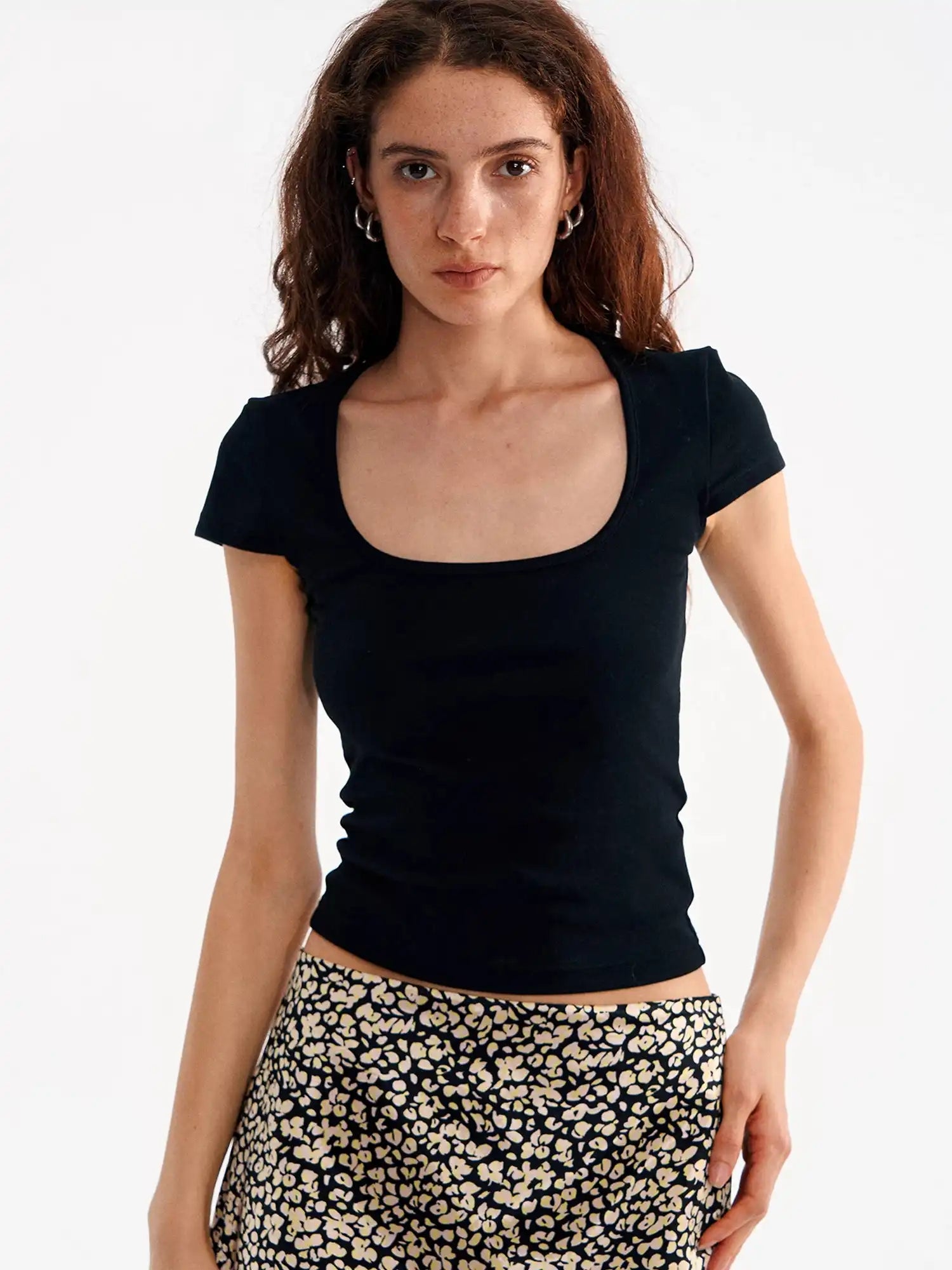 Muse Naps Square Neck Fitted Cropped T Shirt | Canton Collective