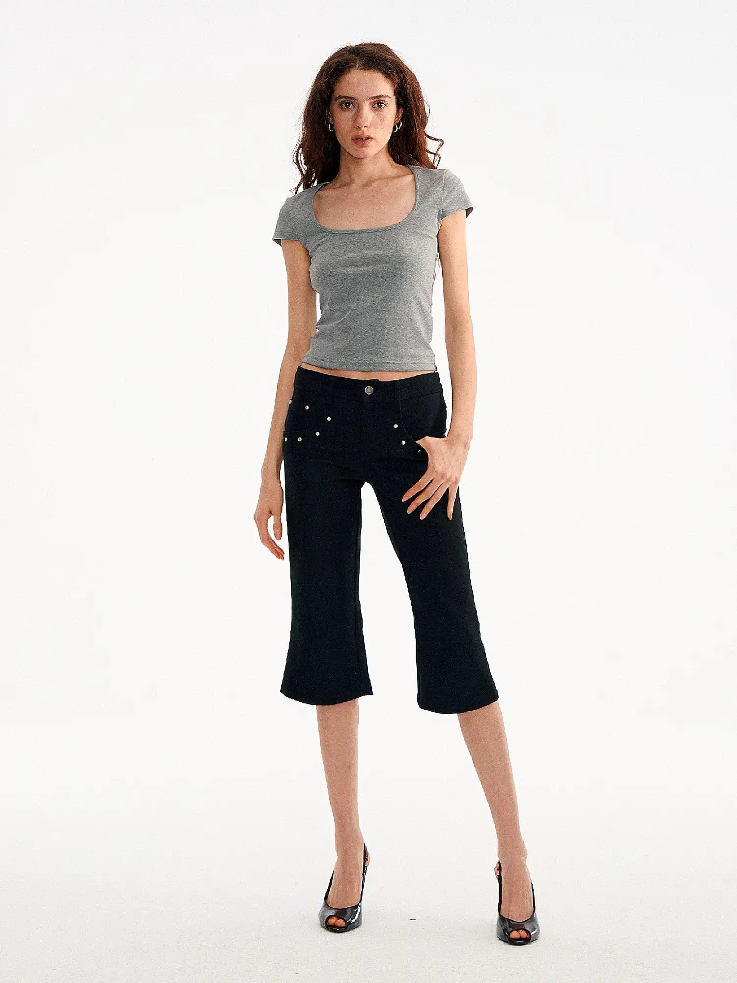 Muse Naps Square Neck Fitted Cropped T Shirt | Canton Collective