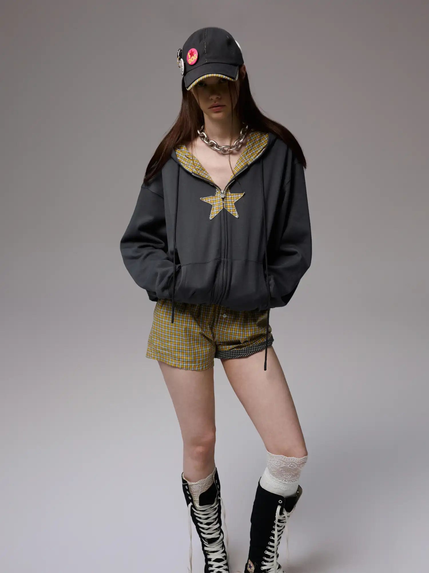 1Jinn Studio Star Check Panel Hoodies | Canton Collective