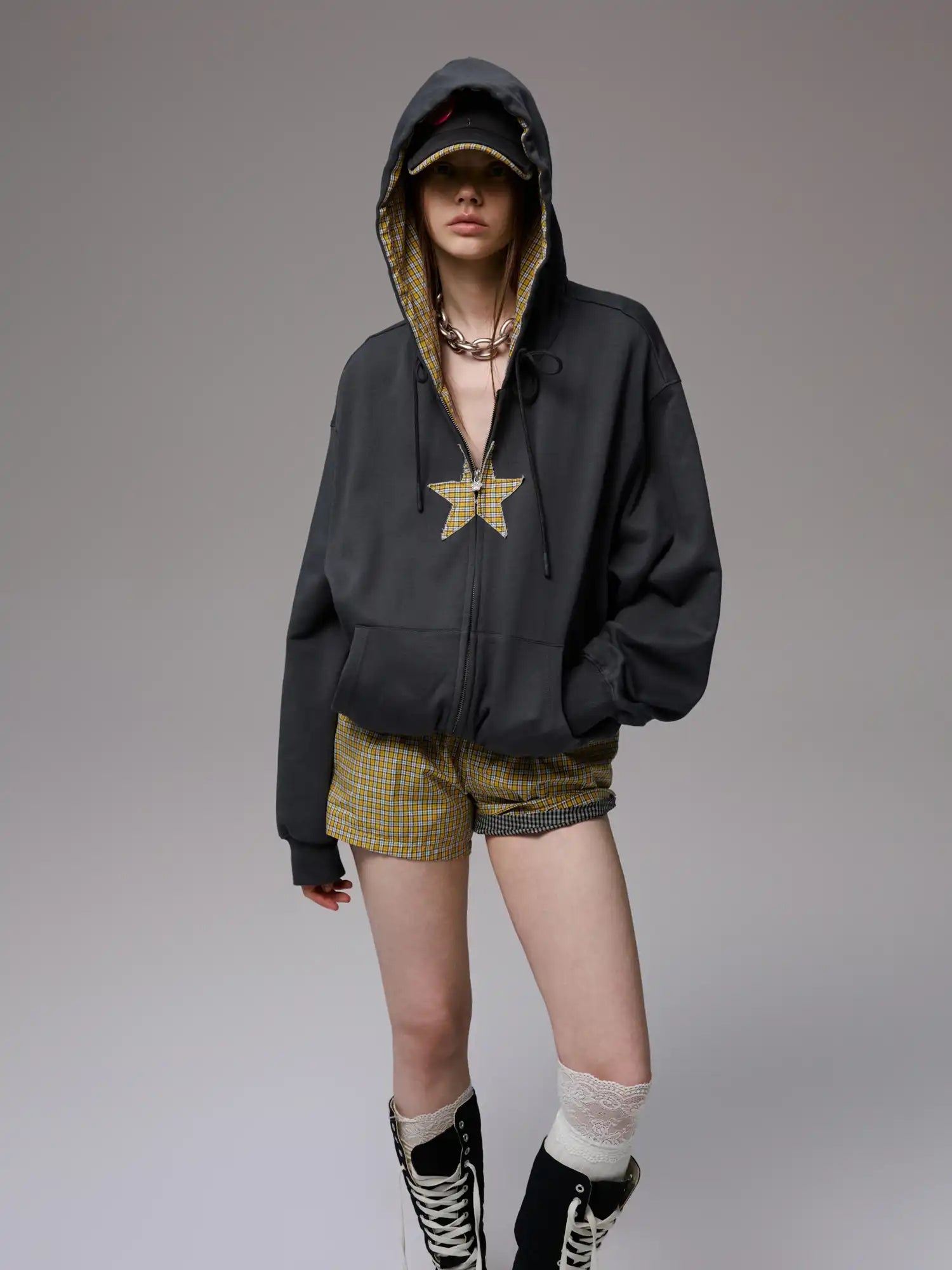 1Jinn Studio Star Check Panel Hoodies | Canton Collective