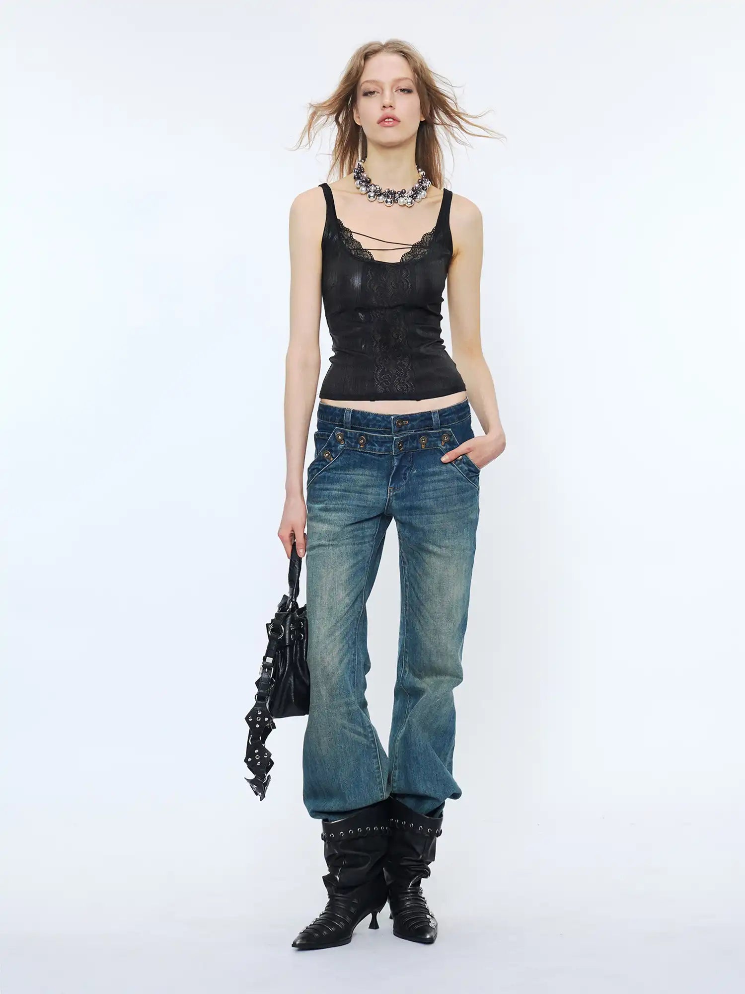 2th Desire Strap Detail Slightly Lace Sheer Mesh Y2K Tank Top | Canton Collective