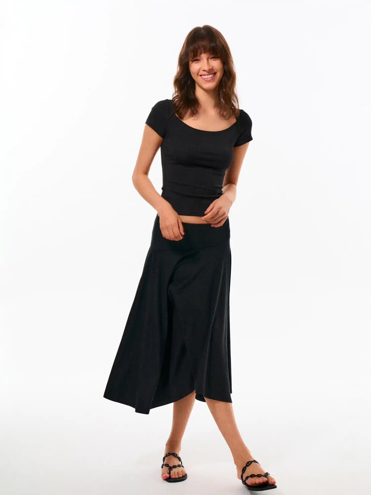FirstFloor Stretchy Pleated Midi Skirt | Canton Collective