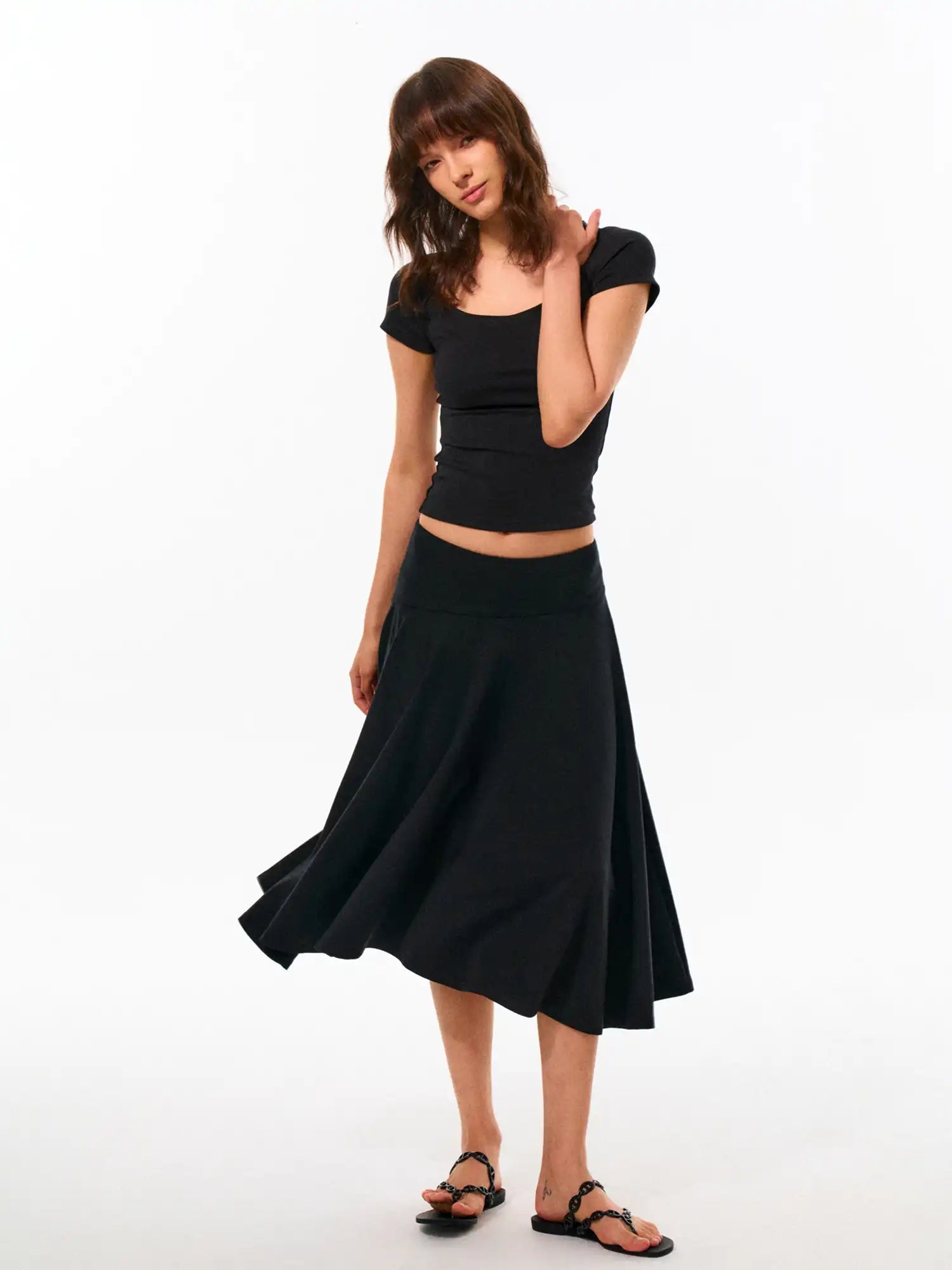 FirstFloor Stretchy Pleated Midi Skirt | Canton Collective