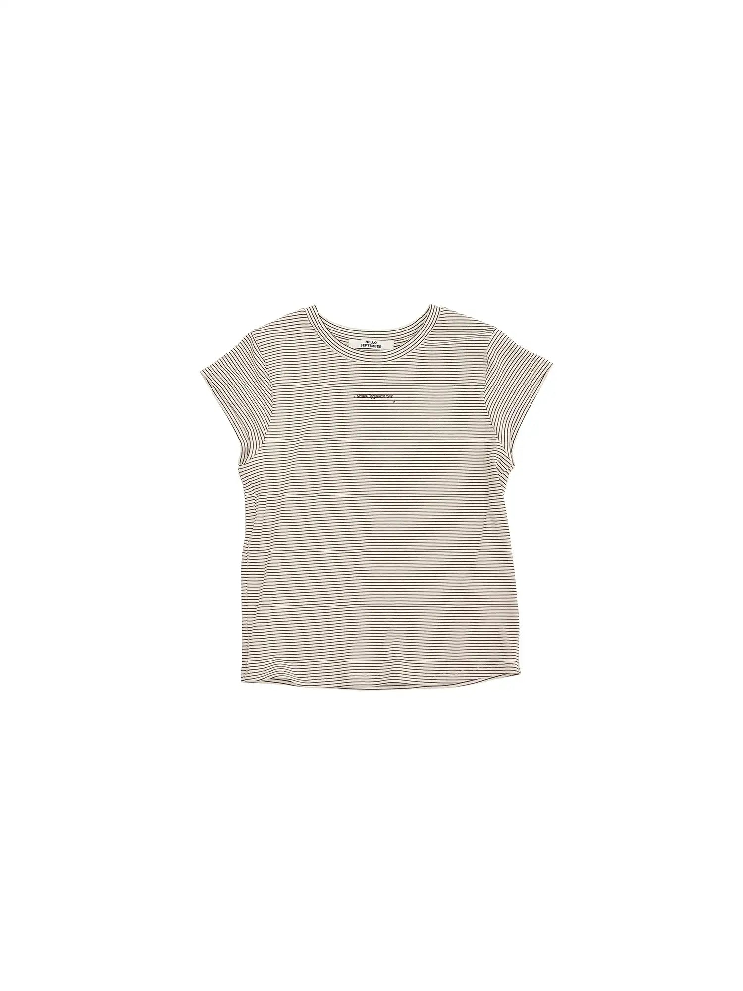 CantonCollective Design Stripe Fitted Crop Cap Sleeve Tee | Canton Collective