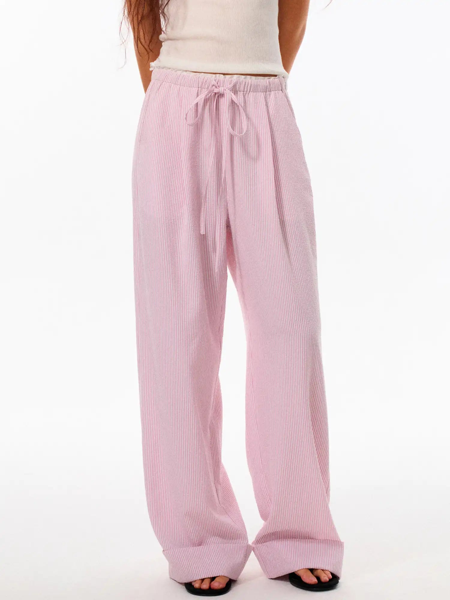FirstFloor Striped Elastic Waist Wide-Leg Pants | Canton Collective