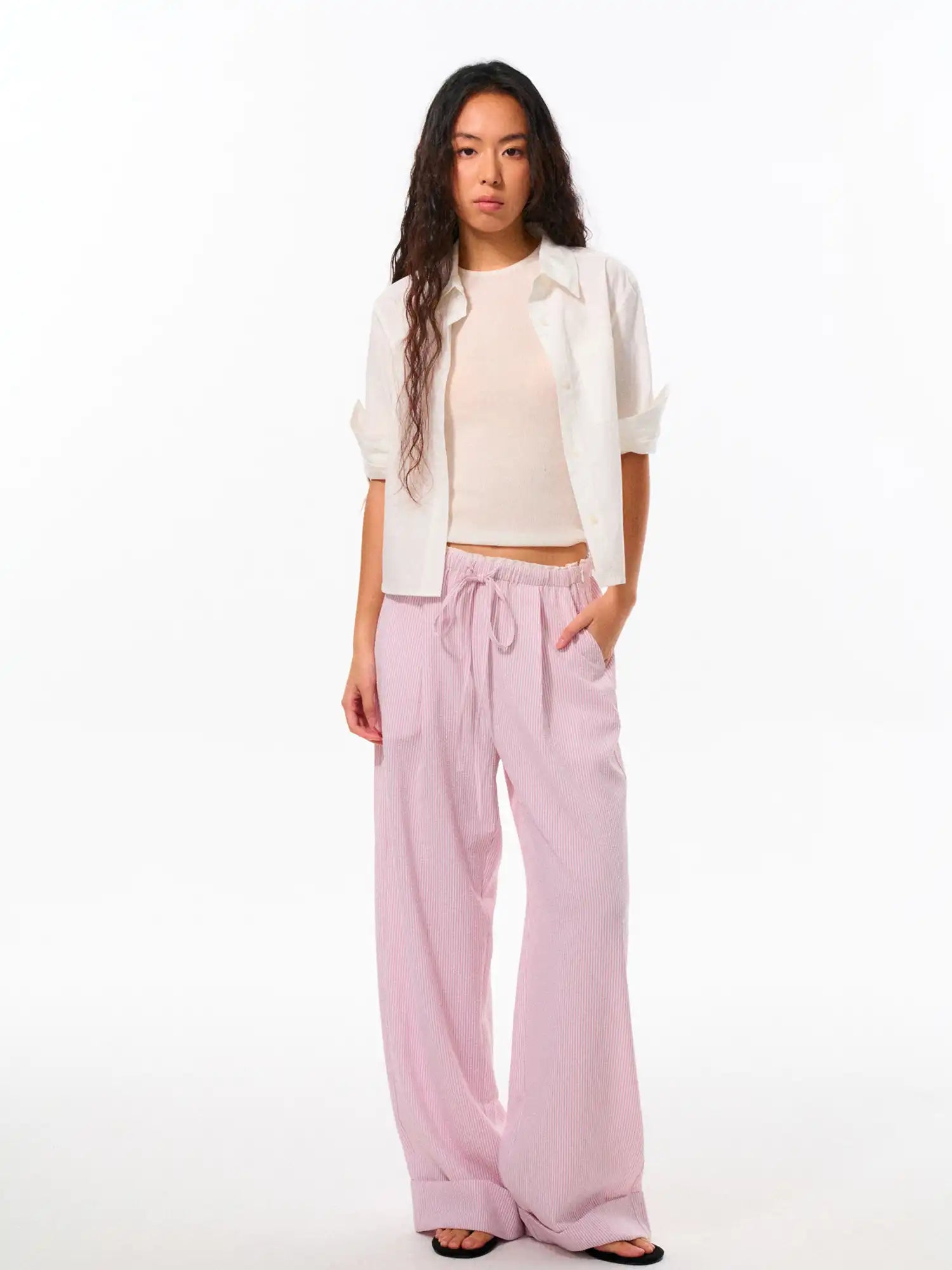 FirstFloor Striped Elastic Waist Wide-Leg Pants | Canton Collective