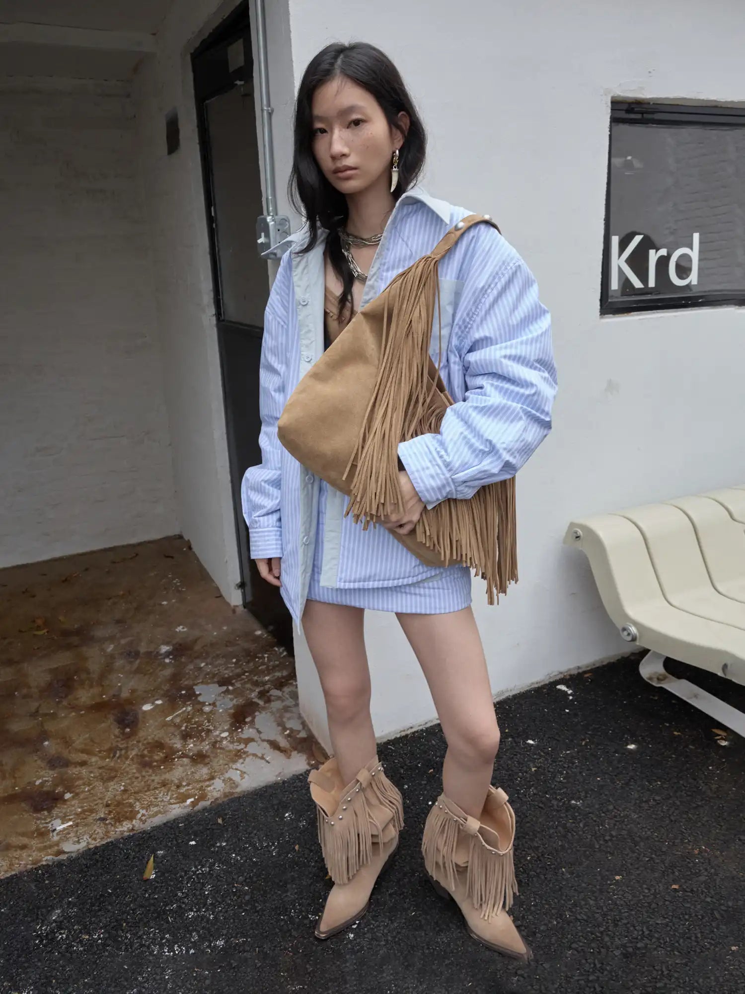 1Jinn Studio Striped Quilted Mini Skirt | Canton Collective