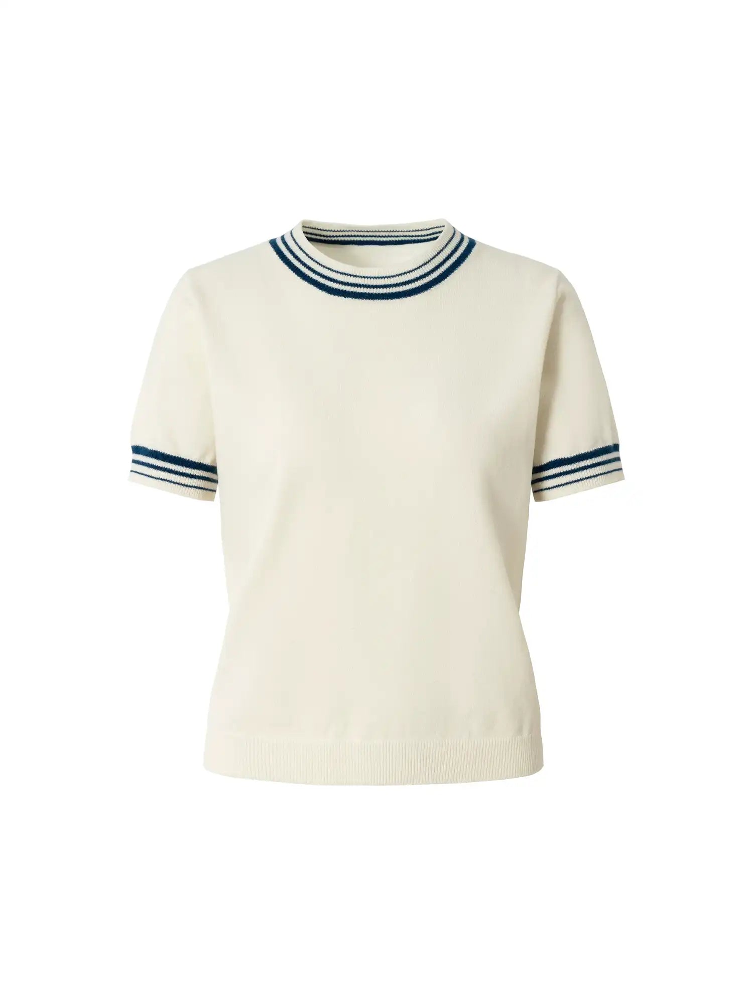 Muse Naps Striped Ribbed Trim Ribbed Knit Top | Canton Collective