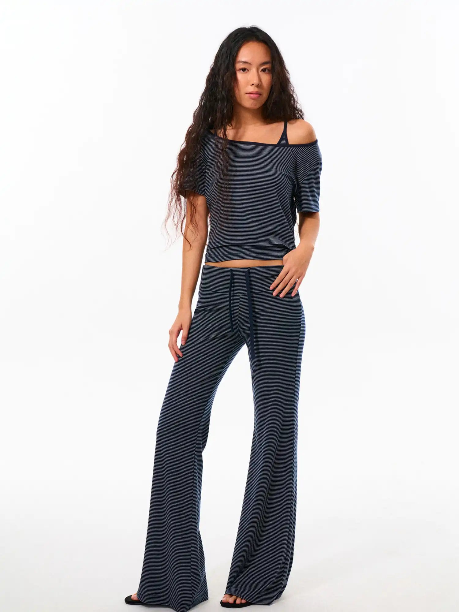 FirstFloor Striped Slouchy Off-Shoulder Top | Canton Collective