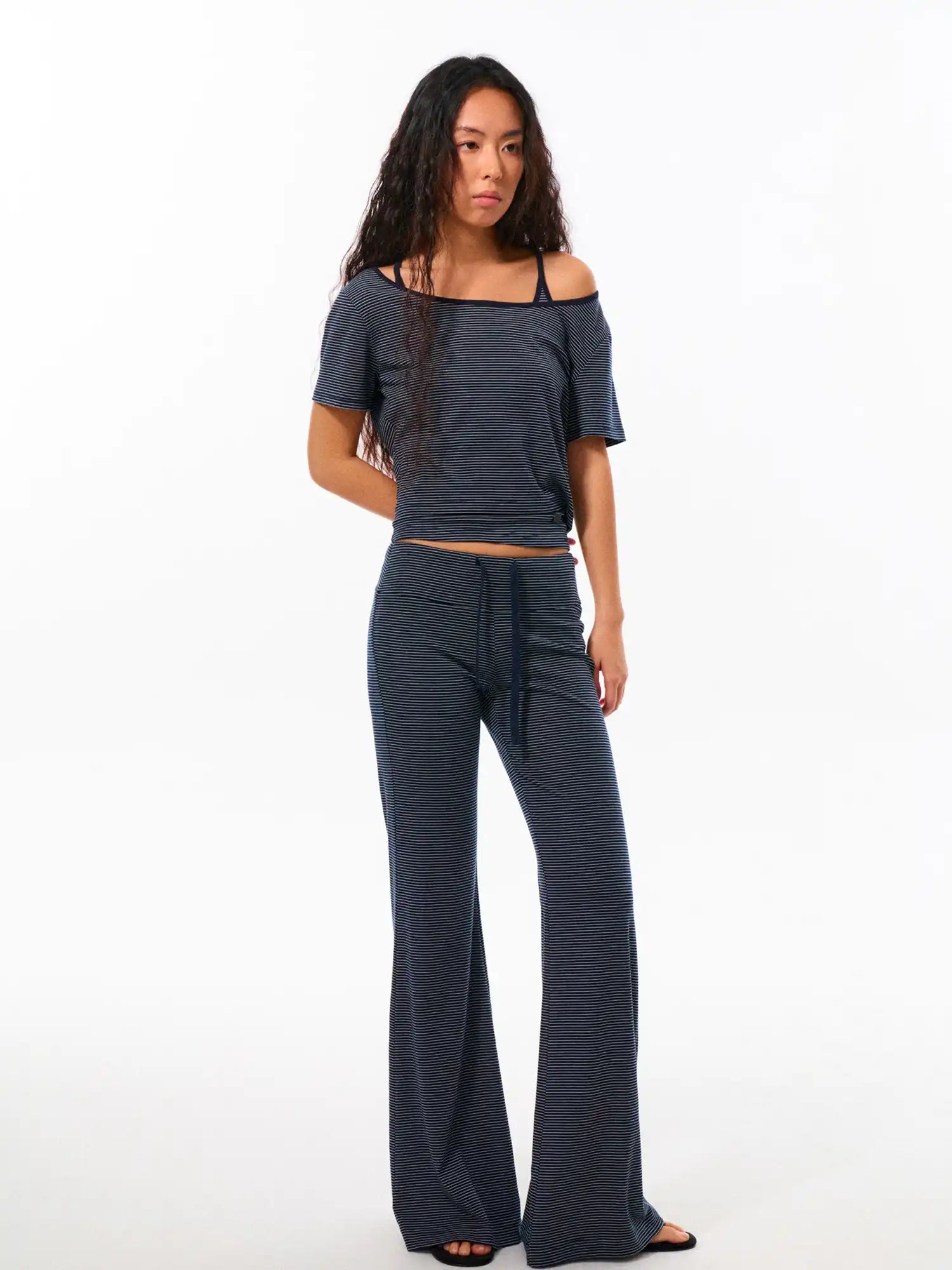 FirstFloor Striped Slouchy Off-Shoulder Top | Canton Collective