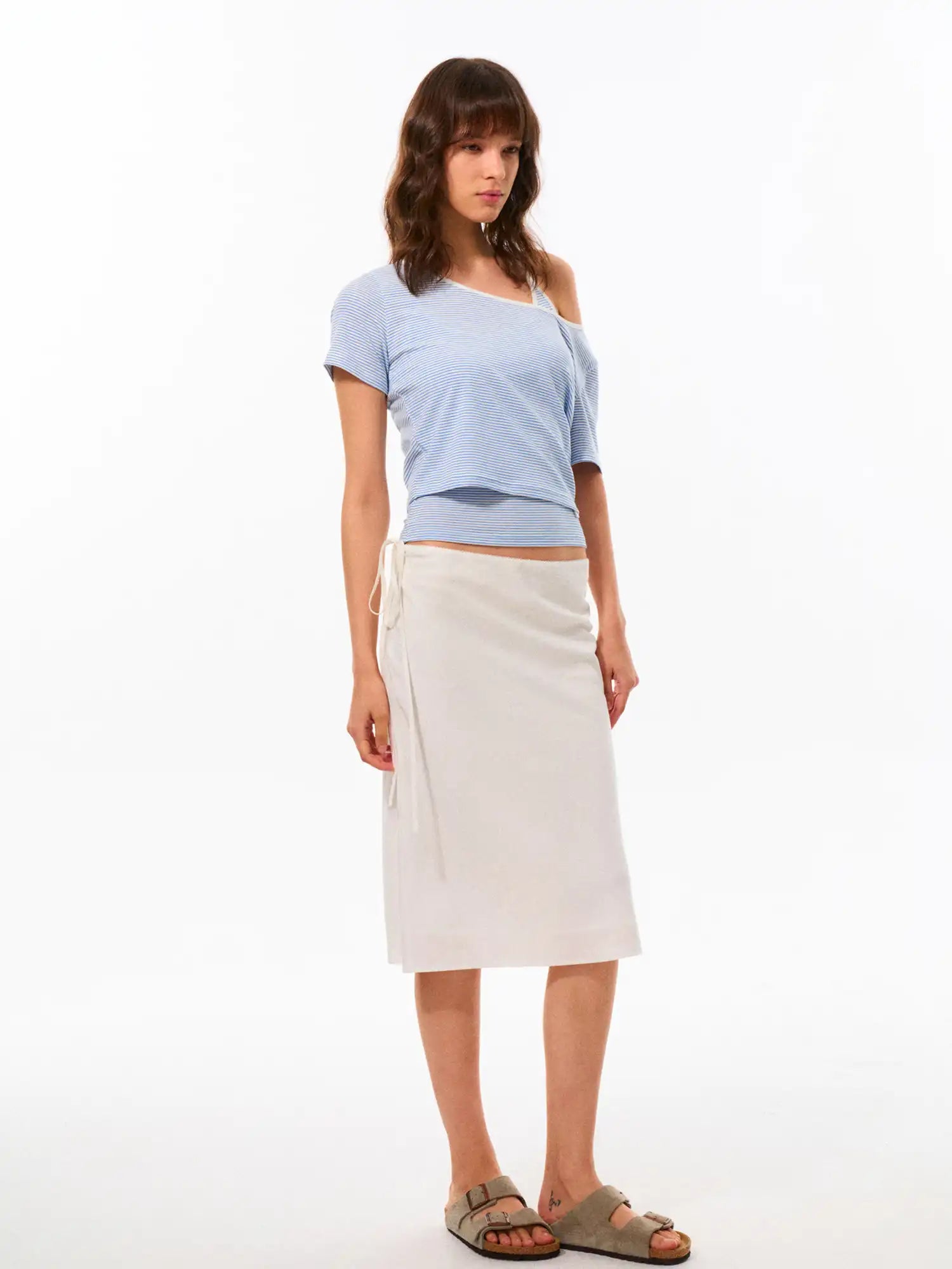 FirstFloor Striped Slouchy Off-Shoulder Top | Canton Collective