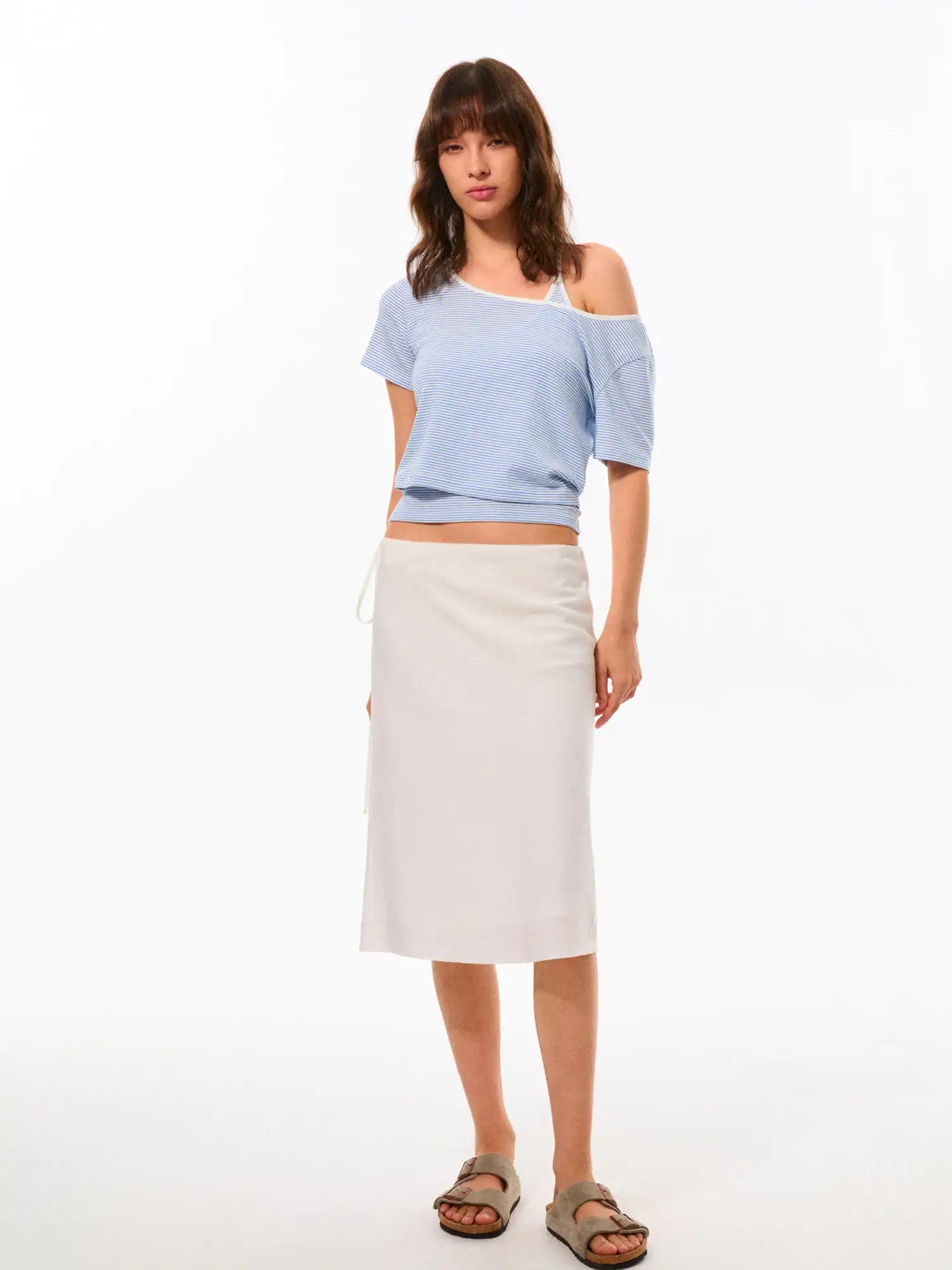 FirstFloor Striped Slouchy Off-Shoulder Top | Canton Collective