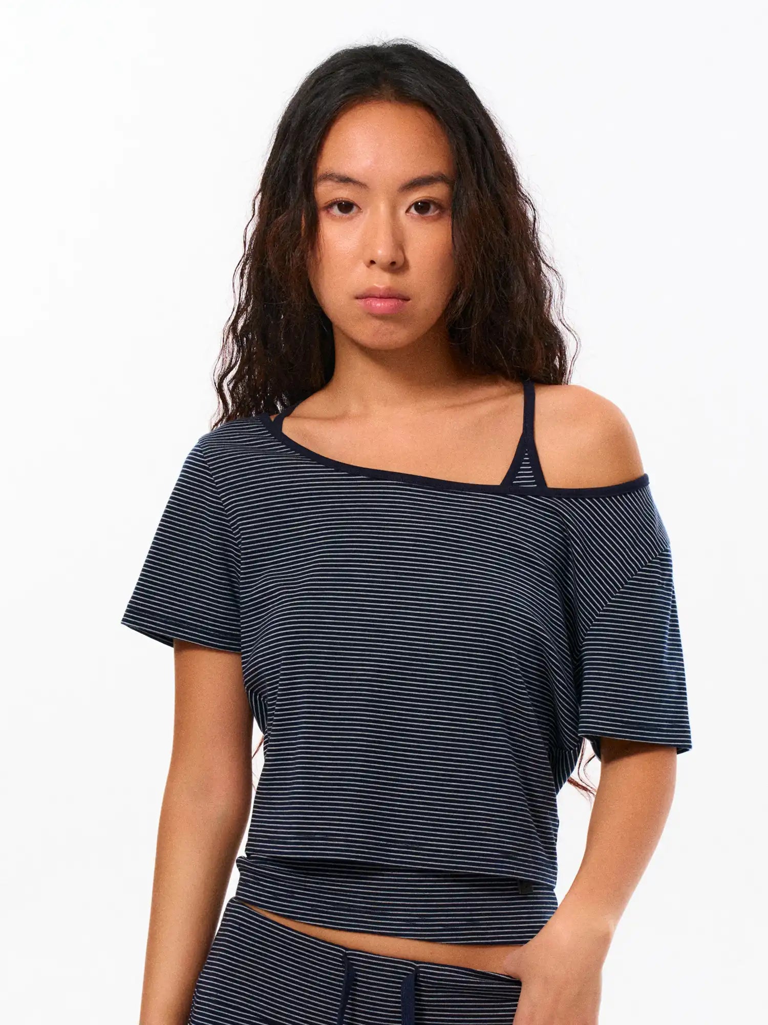 FirstFloor Striped Slouchy Off-Shoulder Top | Canton Collective
