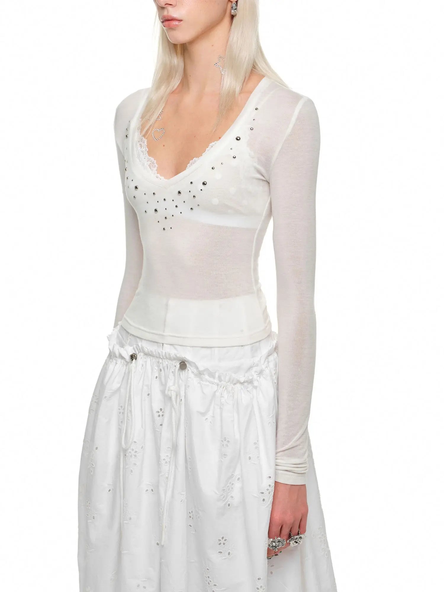 1Jinn Studio Studded Deep V Tee | Canton Collective