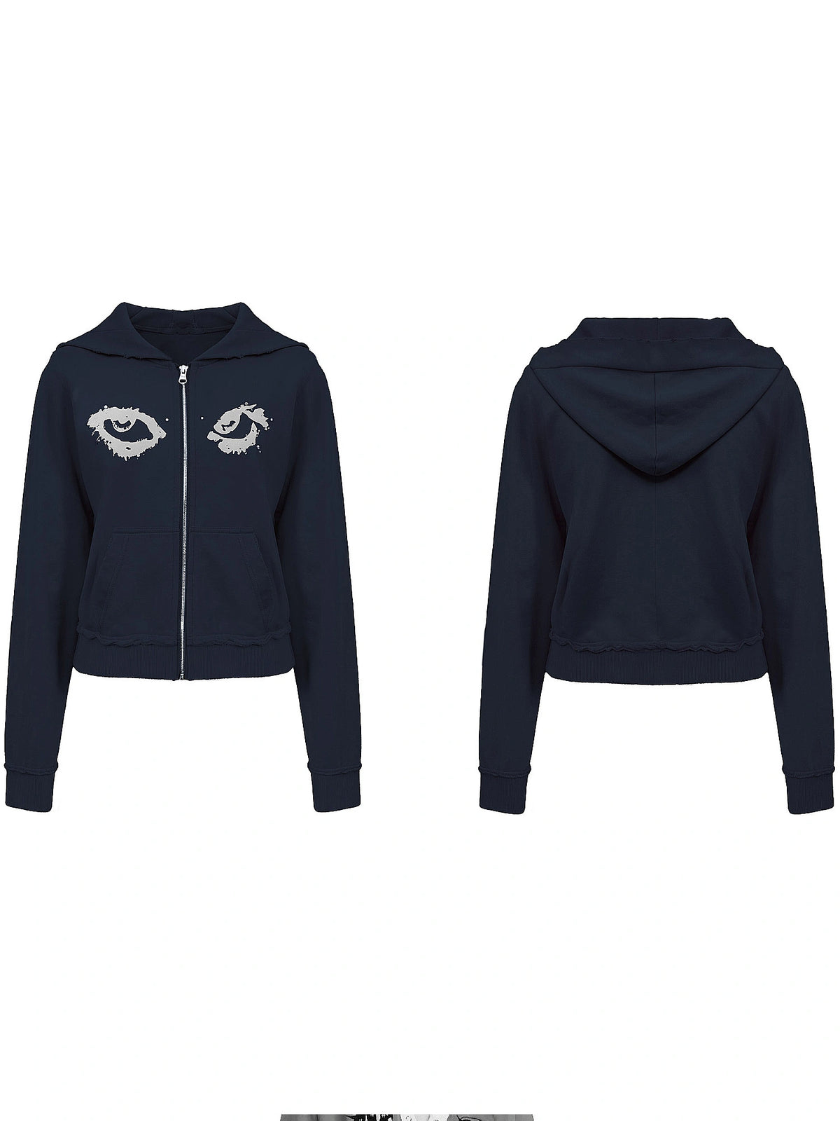 2HK TWO HOUR KEYYY Studded Eye Cropped Zip Up Hoodie | Canton Collective