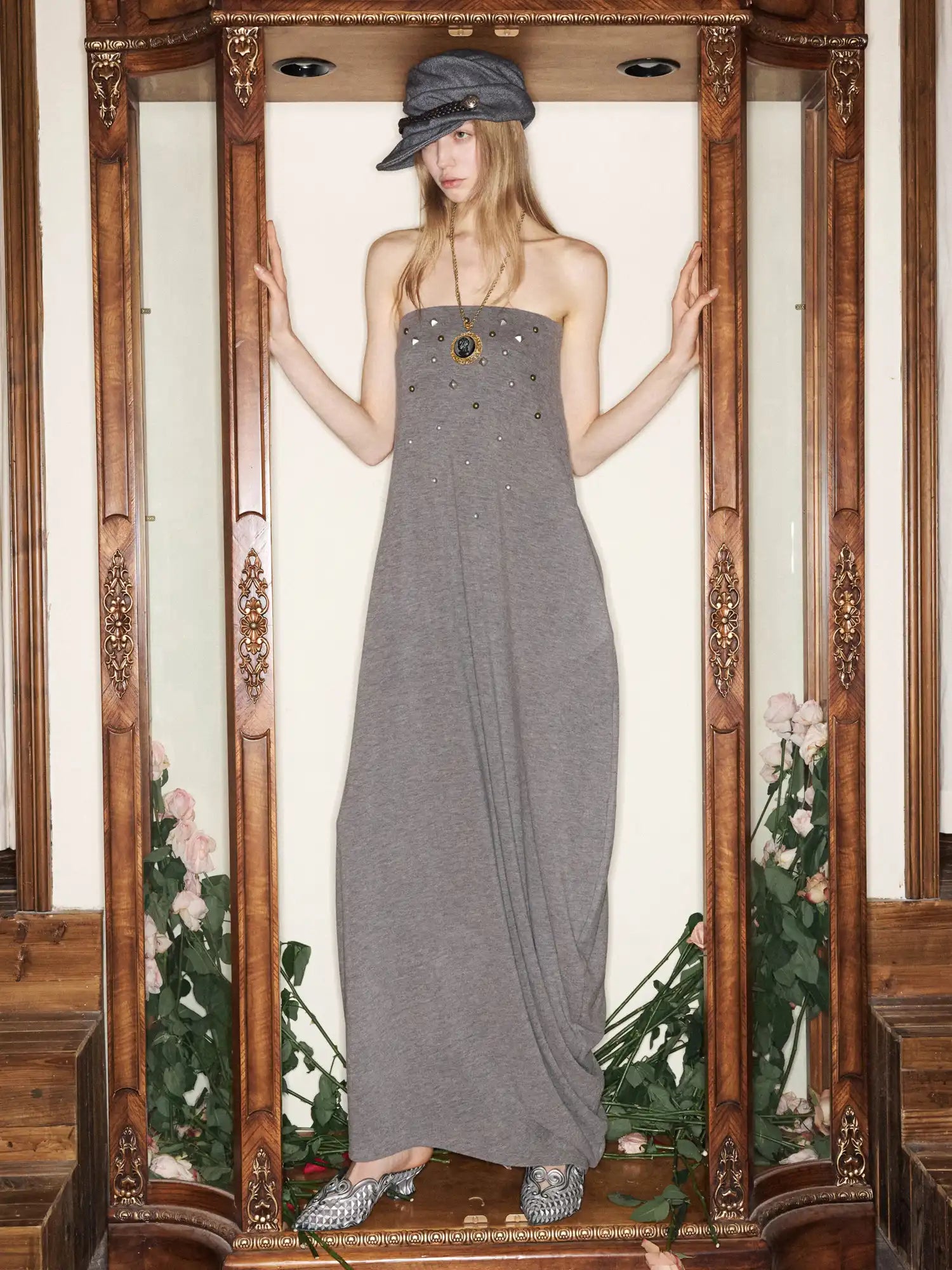 1Jinn Studio Studded Tulip Hem Strapless Maxi Dress | Canton Collective