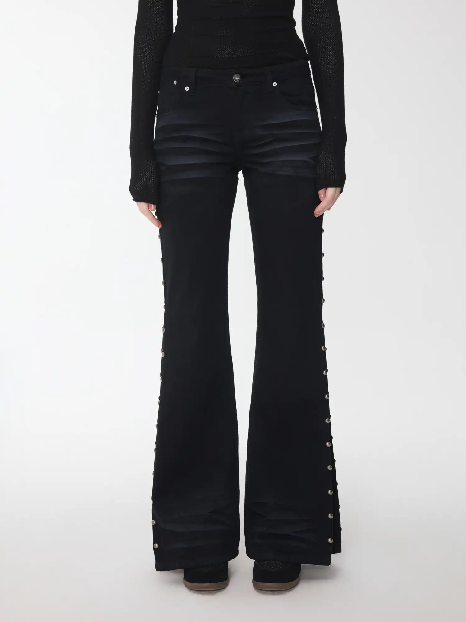 1Jinn Studio Studded Washed Flare Jeans | Canton Collective